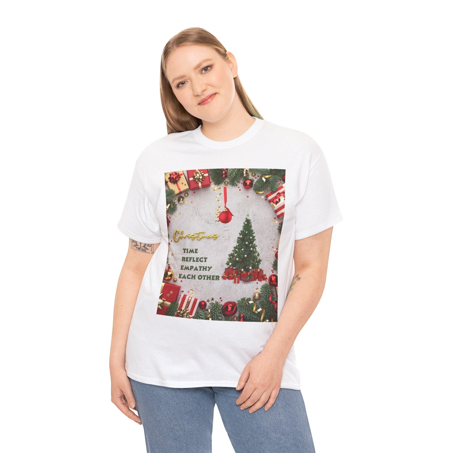 Christmas-Themed Unisex Heavy Cotton Tee, Holiday Gift, Festive Apparel, Family Gatherings, New Year Celebrations, Cute Christmas Shirt