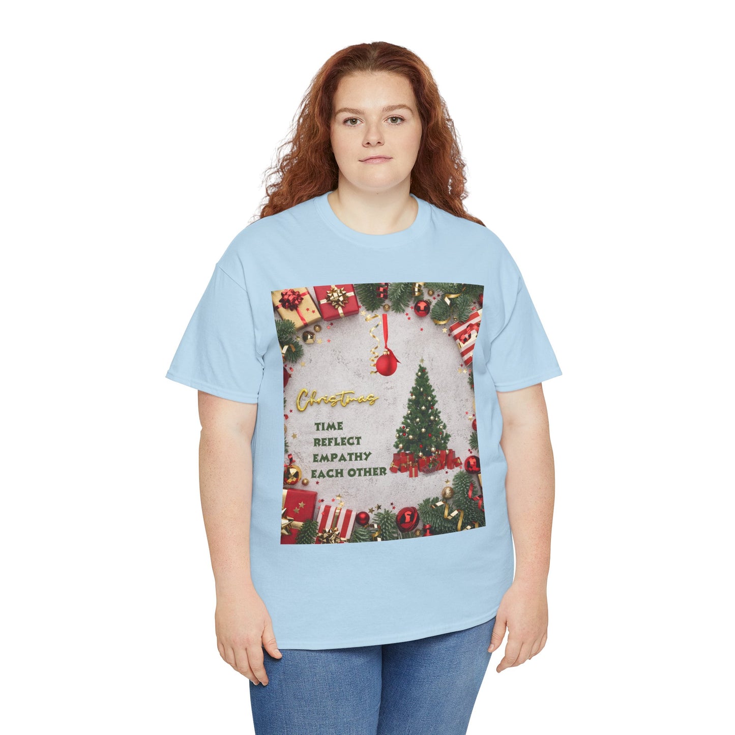Christmas-Themed Unisex Heavy Cotton Tee, Holiday Gift, Festive Apparel, Family Gatherings, New Year Celebrations, Cute Christmas Shirt