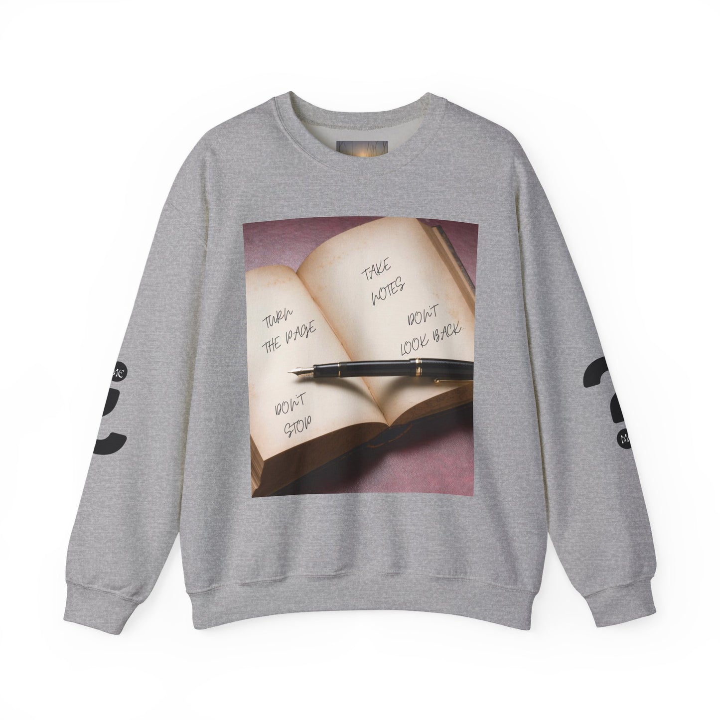 TURN THE PAGE Inspirational Sweatshirt for Note-Takers, Cozy Crewneck, Motivational Gift, Book Lovers, Back-to-School Apparel