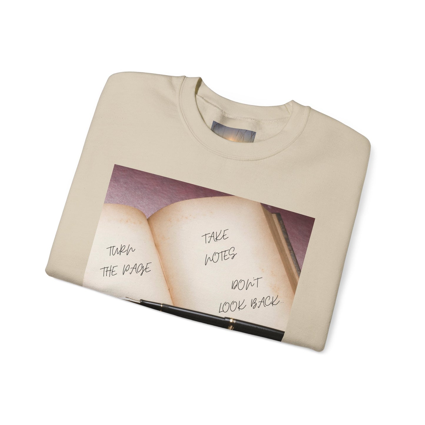 TURN THE PAGE Inspirational Sweatshirt for Note-Takers, Cozy Crewneck, Motivational Gift, Book Lovers, Back-to-School Apparel