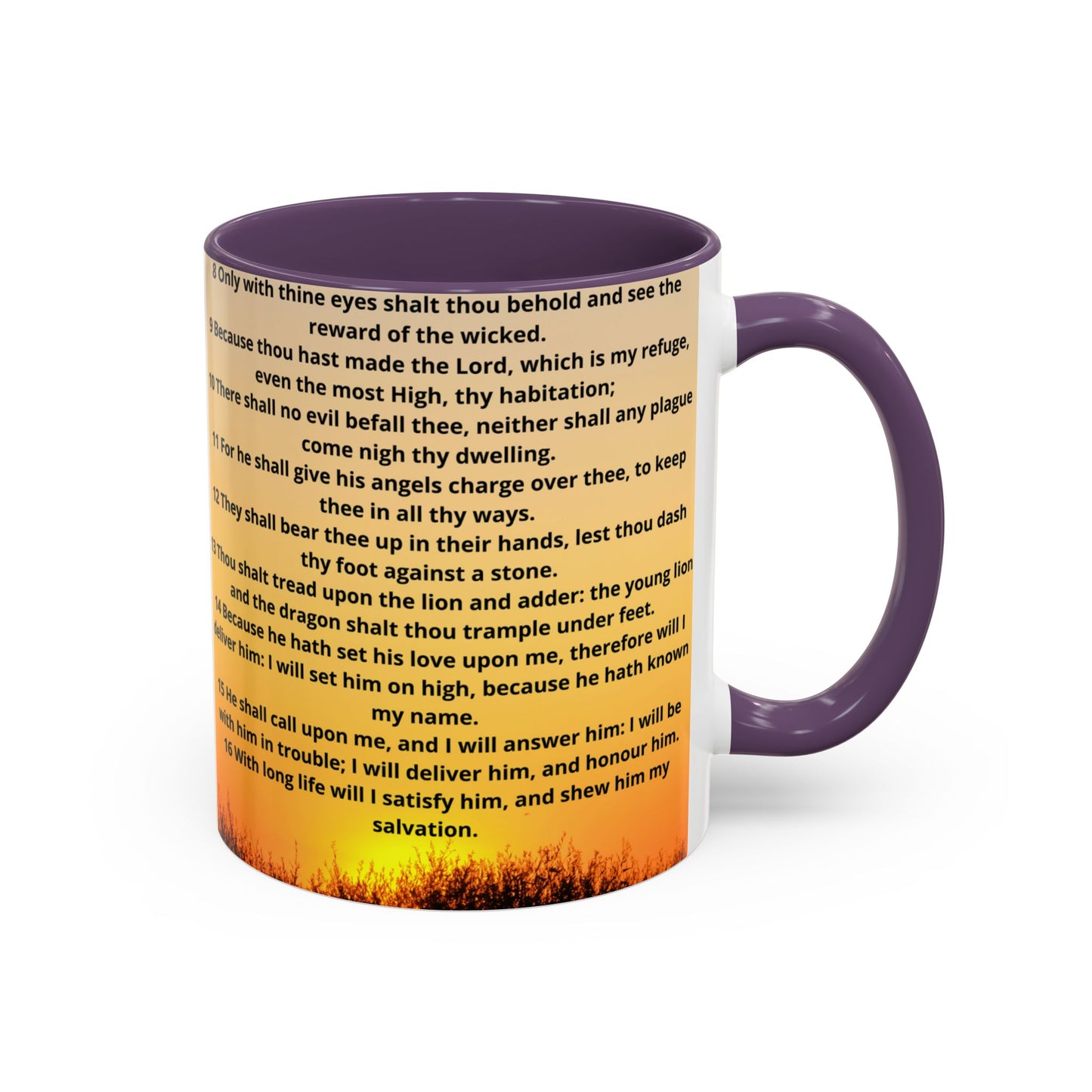PSALM 91 Inspirational Lion Accent Coffee Mug | Motivational Gift, Scripture Mug, Unique Home Decor, Faith-Based Coffee Cup, Lion Design