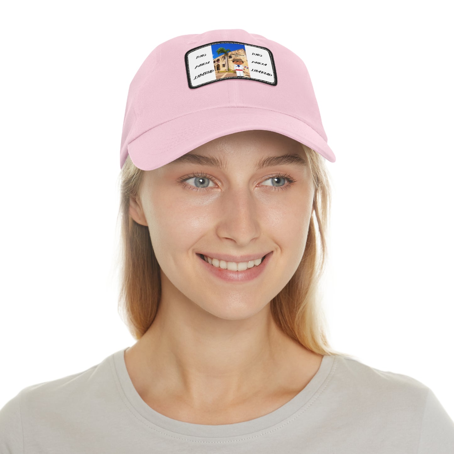 DIOS PATRIA LIBERTAD EL DOMINICANITO ESE Dad Hat with Leather Patch (Rectangle)