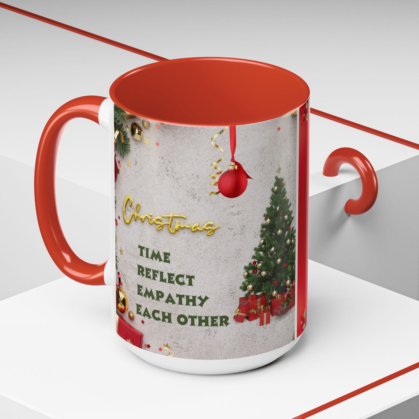 Festive Accent Coffee Mug for New Beginnings, Holiday Gift for Friends, Christmas Celebration, Unique Home Decor, Motivational Drinkware