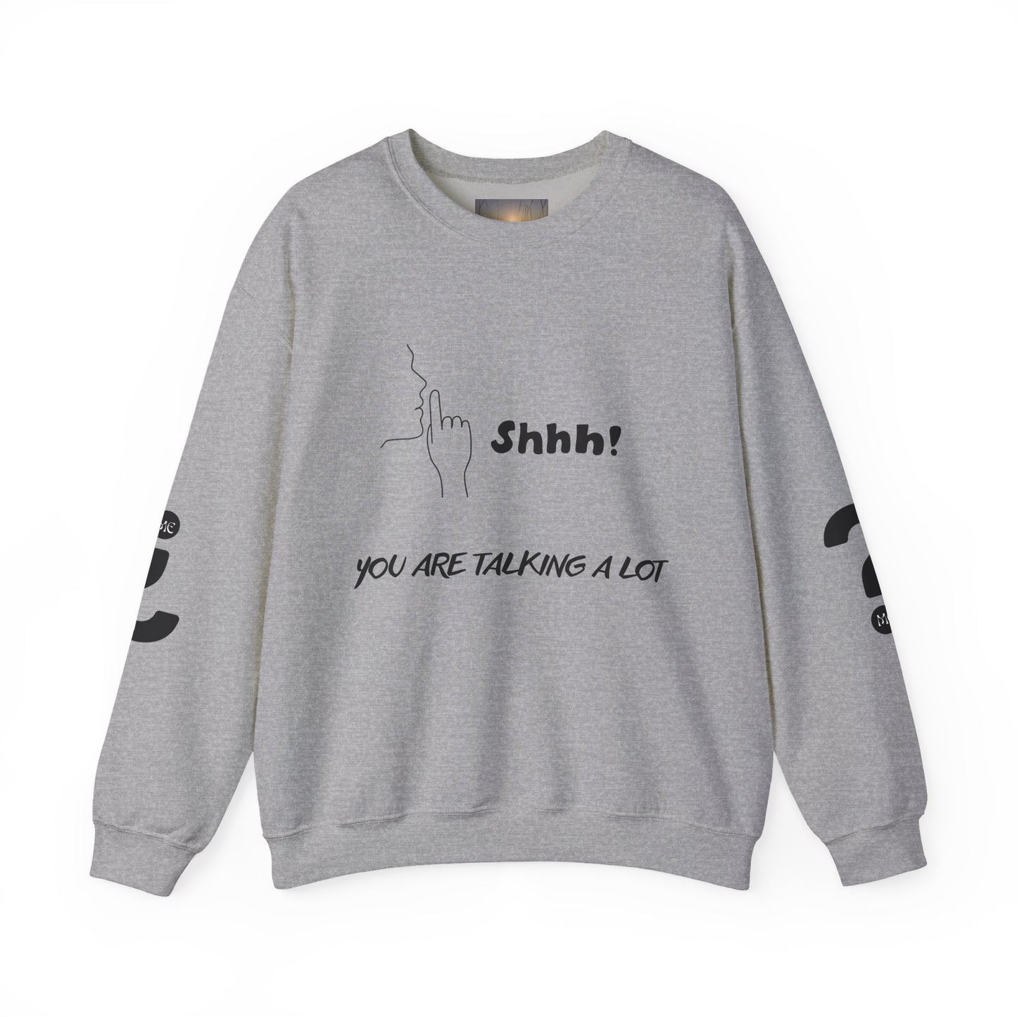 SHHH! SILENCE Unisex Humor Crewneck Sweatshirt: Funny Silence Design, Perfect for Gifting, Casual Wear, Birthday, Holidays, Conversation Starter