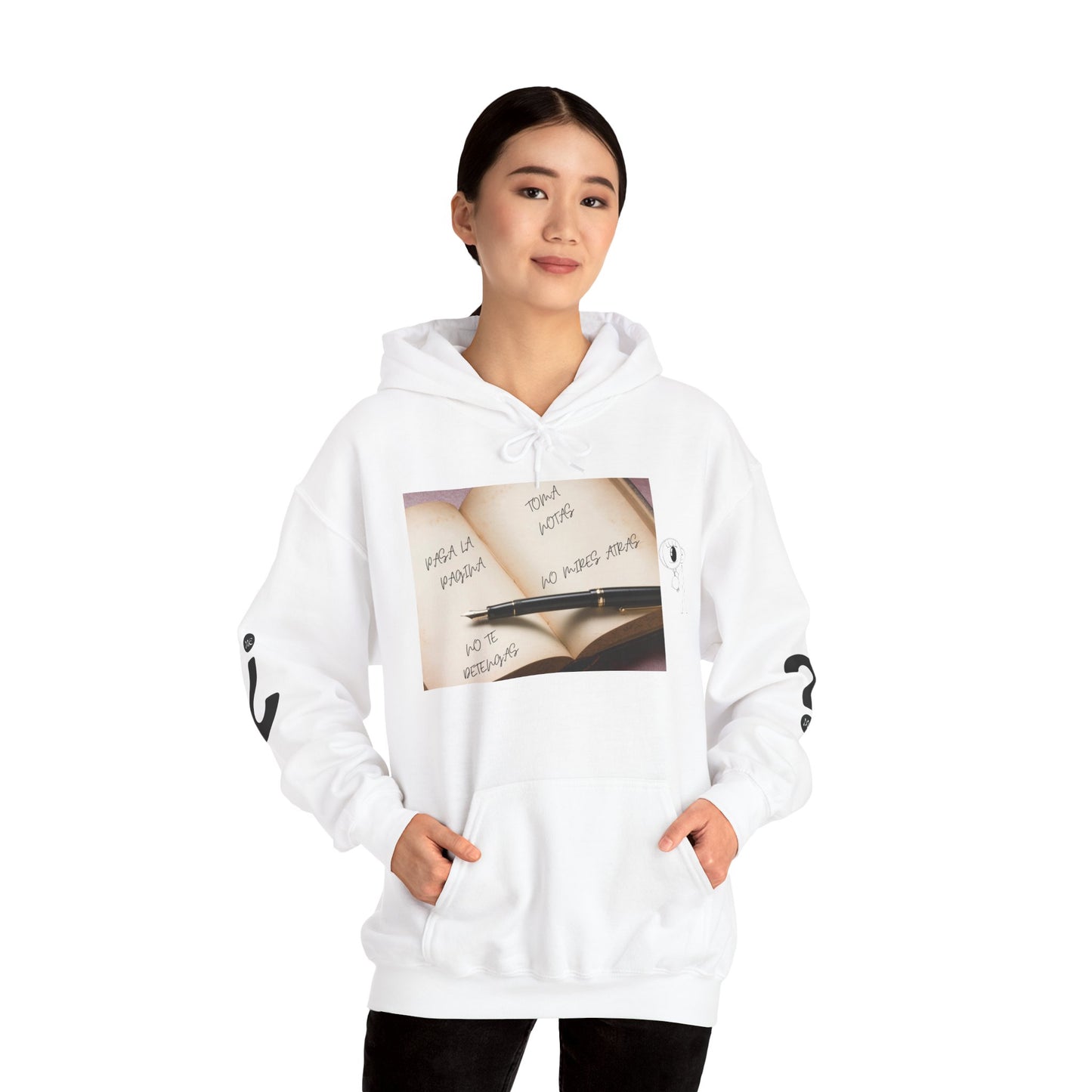 PASA LA PAGINA Inspirational Unisex Hoodie, Motivational Sweatshirt, Cozy Gift for Students, Printable Hoodie, Note-Taking Style