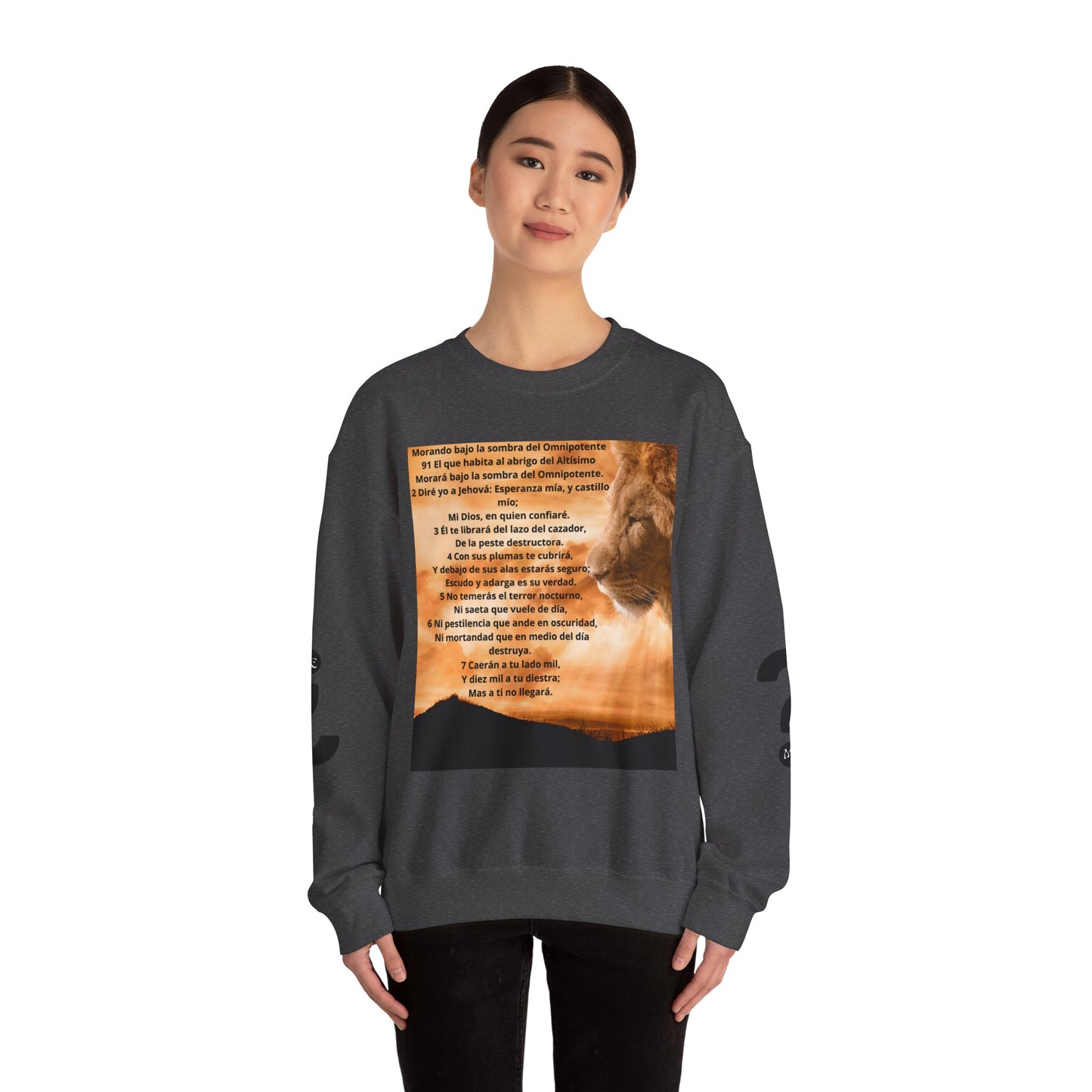 SALMO 91 Inspirational Lion Sweatshirt, Crewneck Sweater, Motivational Gift, Unisex Fashion, Animal Lover Apparel, Cozy Everyday Wear