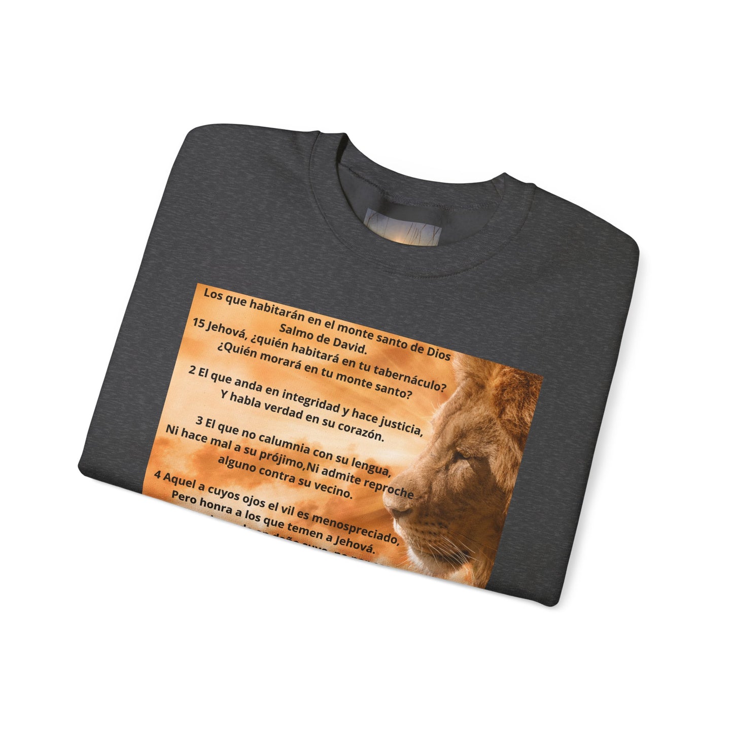SALMO 15 Lion Crewneck Sweatshirt | Motivational Gift for Animal Lovers, Cozy Casual Wear, Birthday, Christmas