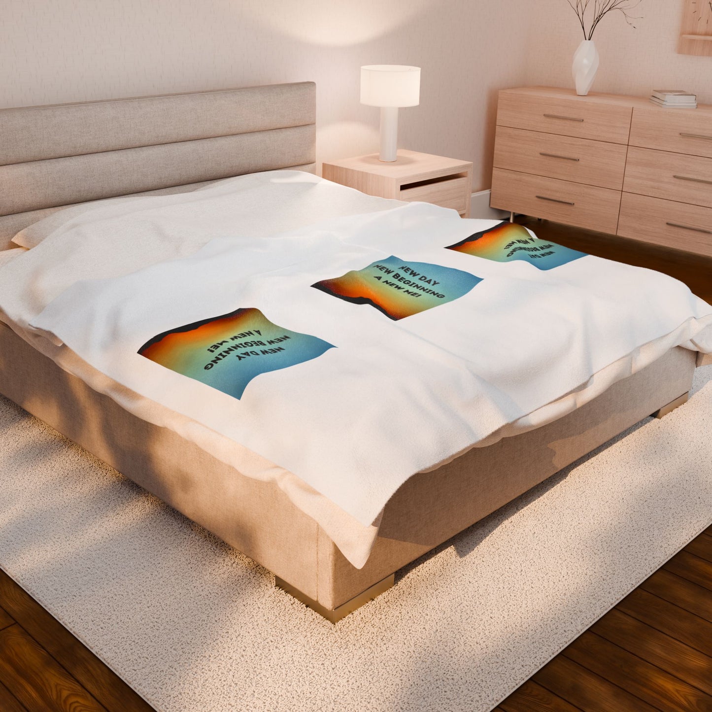 NEW DAY NEW BEGINNING A NEW ME Velveteen Plush Blanket