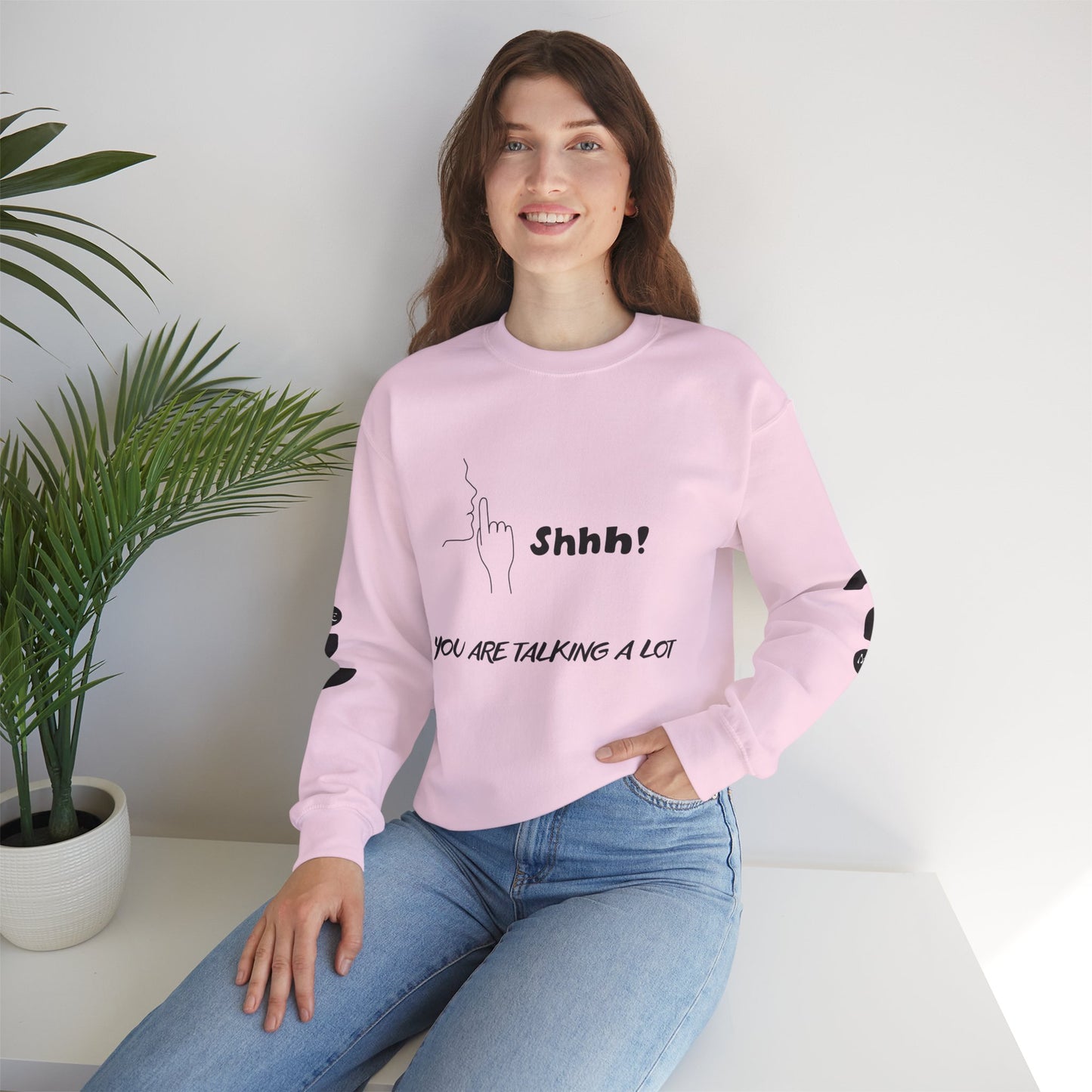 SHHH! SILENCE Unisex Humor Crewneck Sweatshirt: Funny Silence Design, Perfect for Gifting, Casual Wear, Birthday, Holidays, Conversation Starter