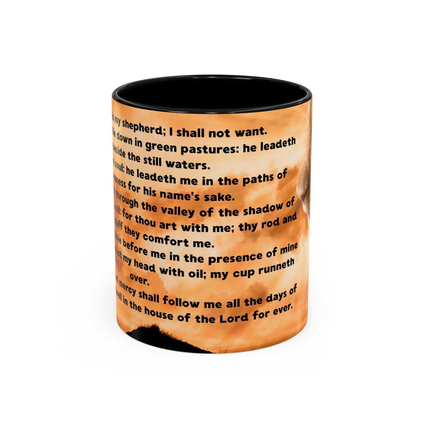 PSALM 23 Inspirational Coffee Mug with Lion Design, Spiritual Gift for Her, Housewarming Present, Faith-Based Kitchen Decor