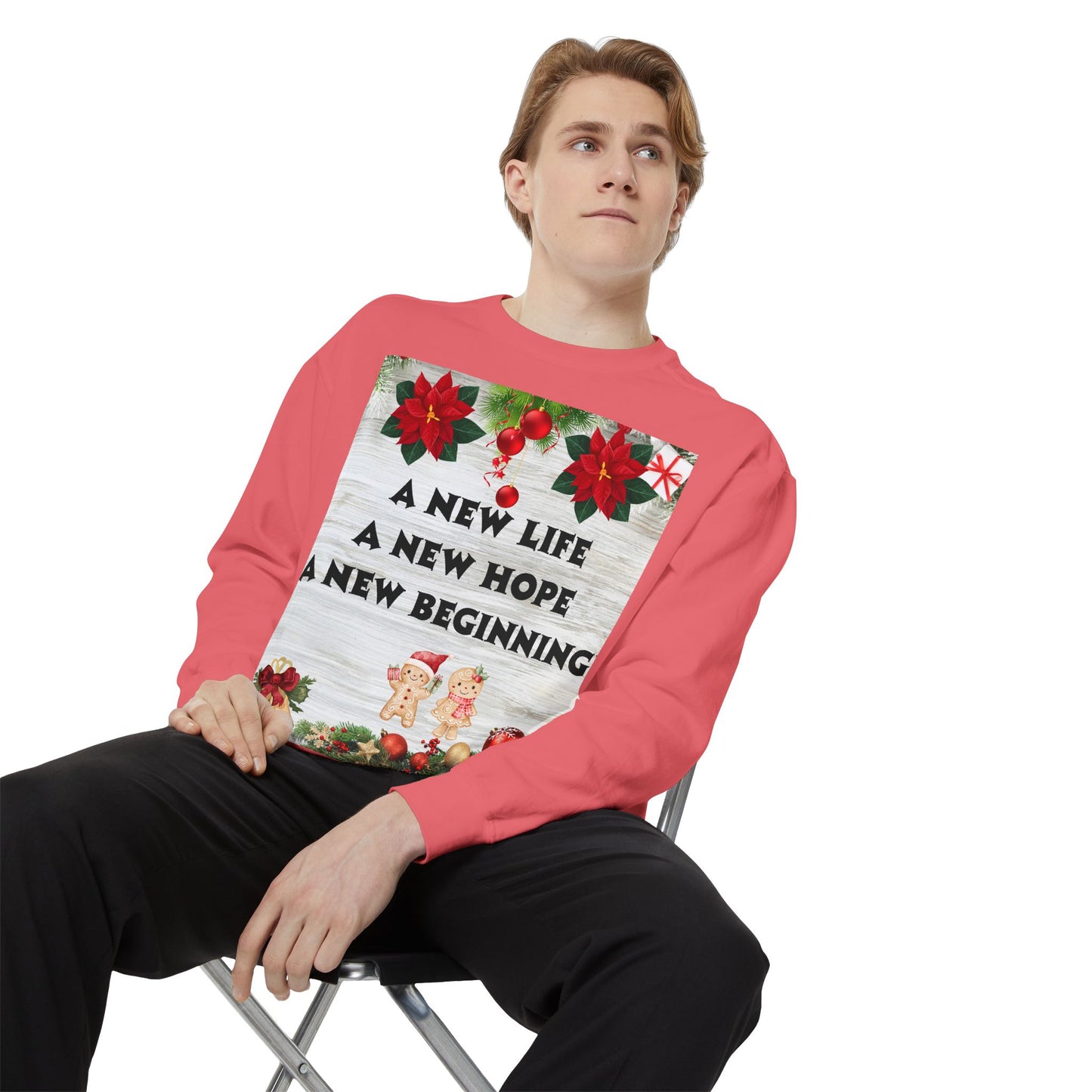 Cozy Holiday Sweatshirt - A New Life, New Hope, New Beginning, Christmas Gift, Unisex Apparel, Festive Wear, Winter Fashion