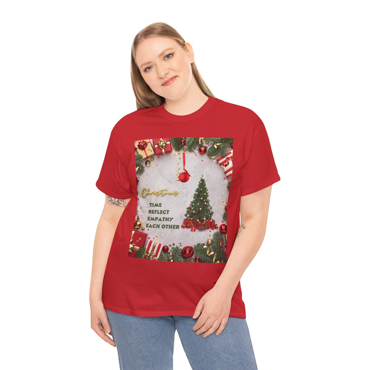 Christmas-Themed Unisex Heavy Cotton Tee, Holiday Gift, Festive Apparel, Family Gatherings, New Year Celebrations, Cute Christmas Shirt