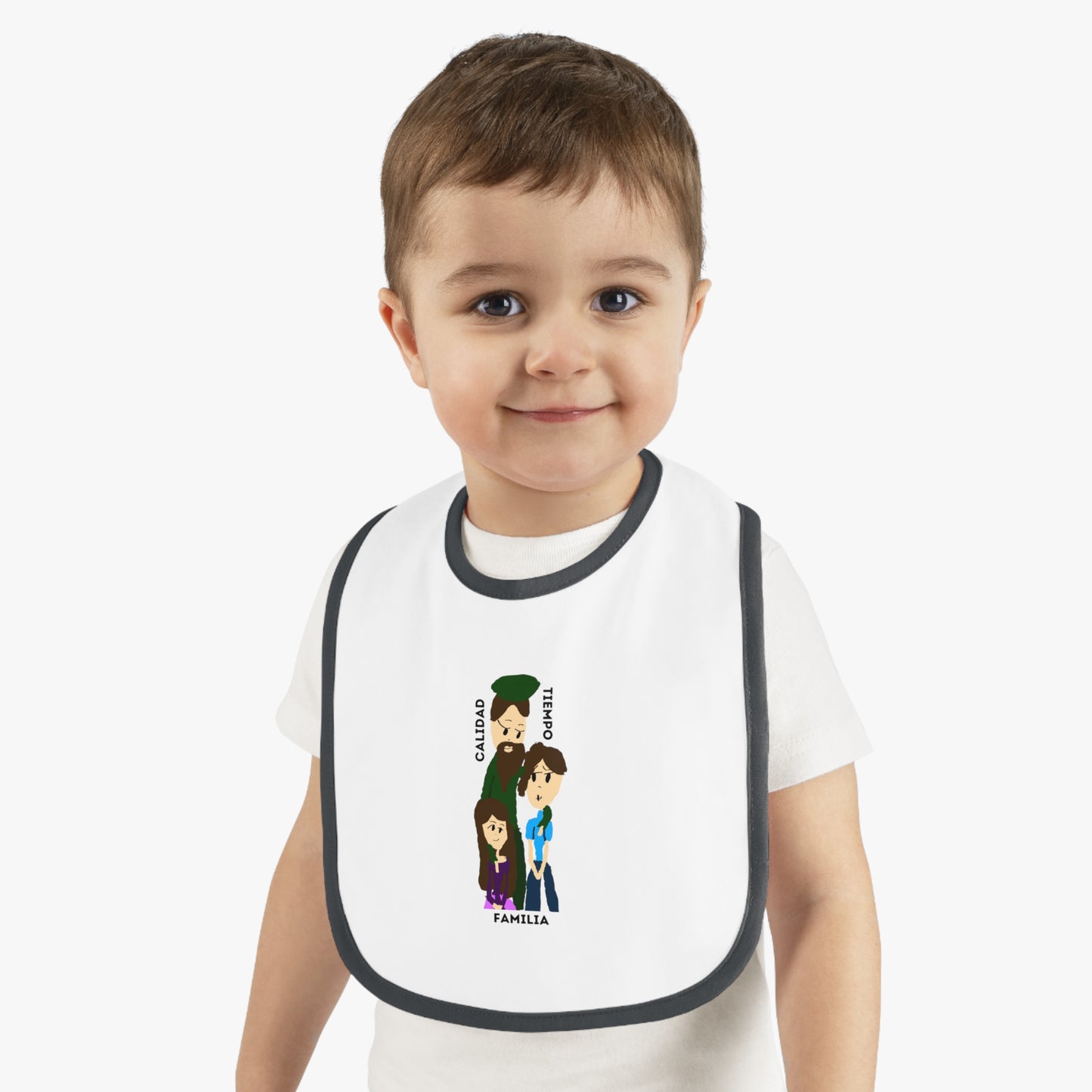CALIDAD TIEMPO FAMILIA ISAAC IDYER ARTS DESINGS Baby Contrast Trim Jersey Bib