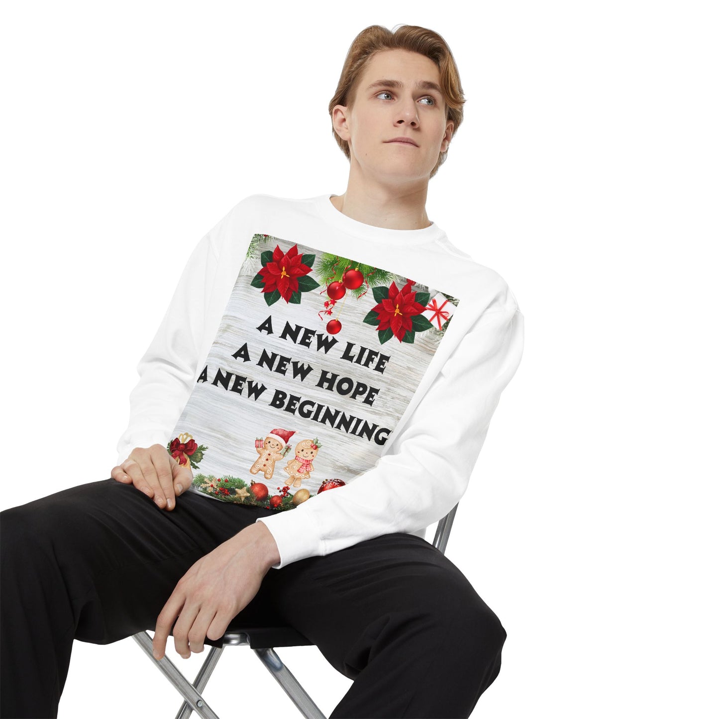 Cozy Holiday Sweatshirt - A New Life, New Hope, New Beginning, Christmas Gift, Unisex Apparel, Festive Wear, Winter Fashion