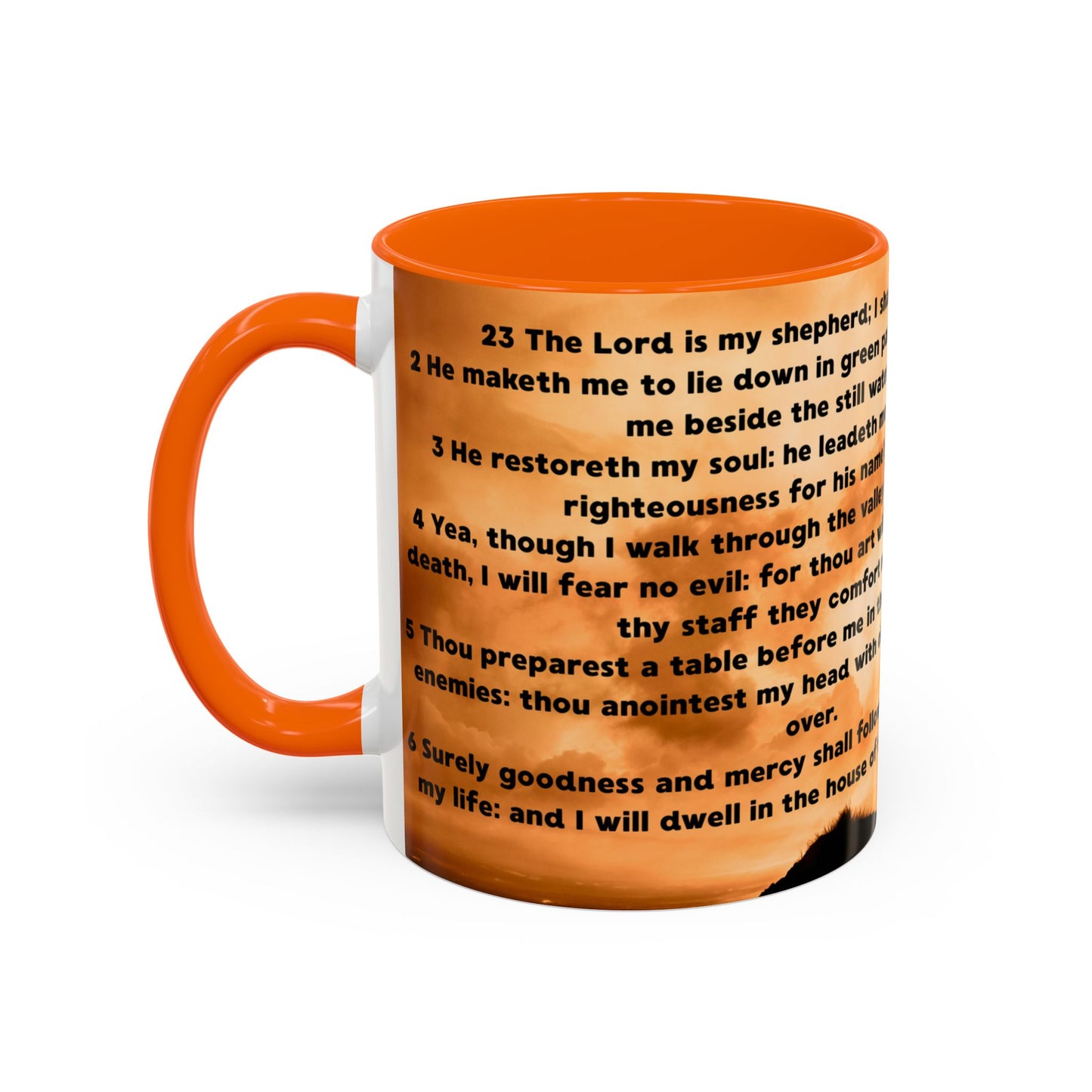 PSALM 23 Inspirational Coffee Mug with Lion Design, Spiritual Gift for Her, Housewarming Present, Faith-Based Kitchen Decor