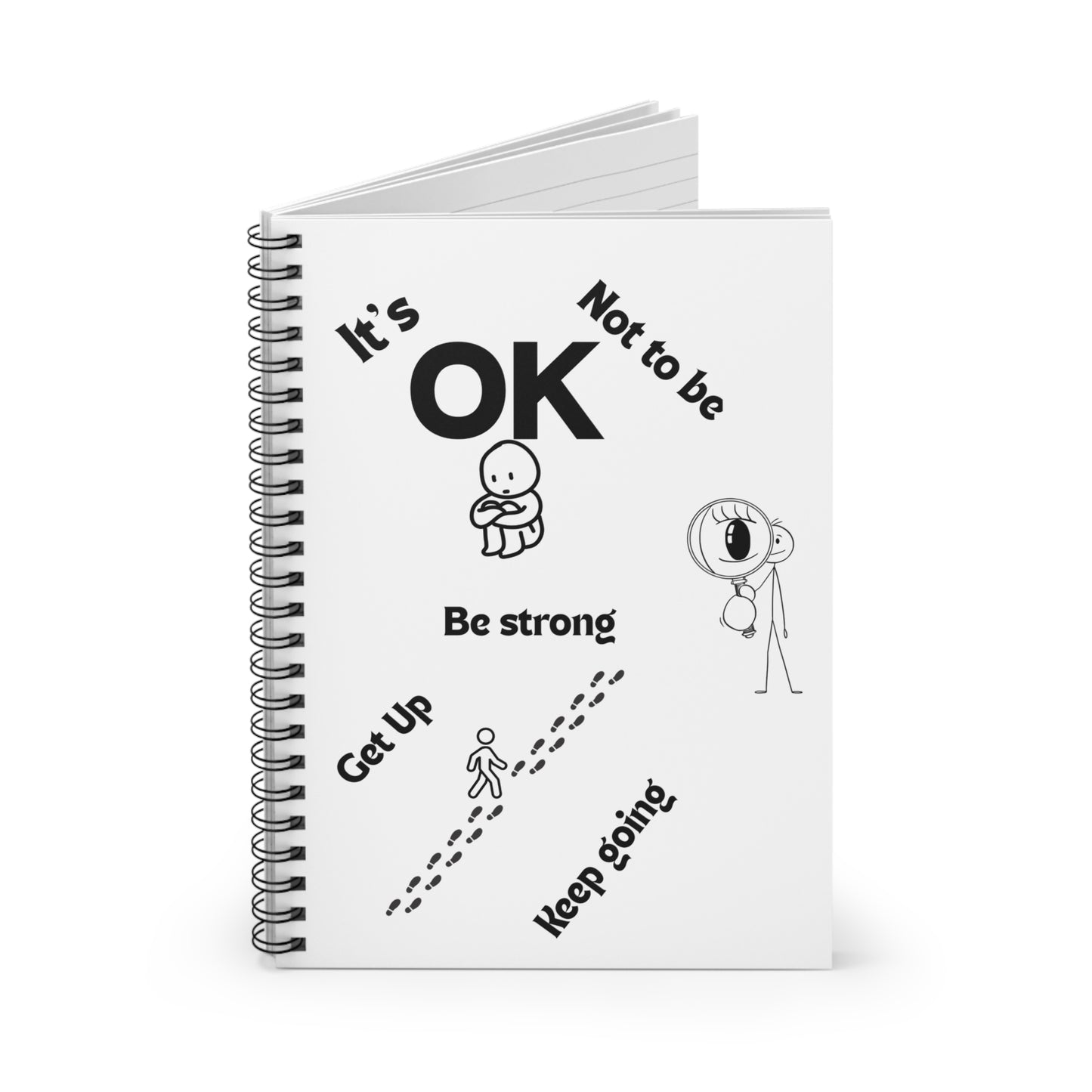 IT'S OK Inspirational Spiral Notebook with Motivational Quotes, Journal for Self-Discovery, Gift for Students, Be Strong, Quotes Notebook
