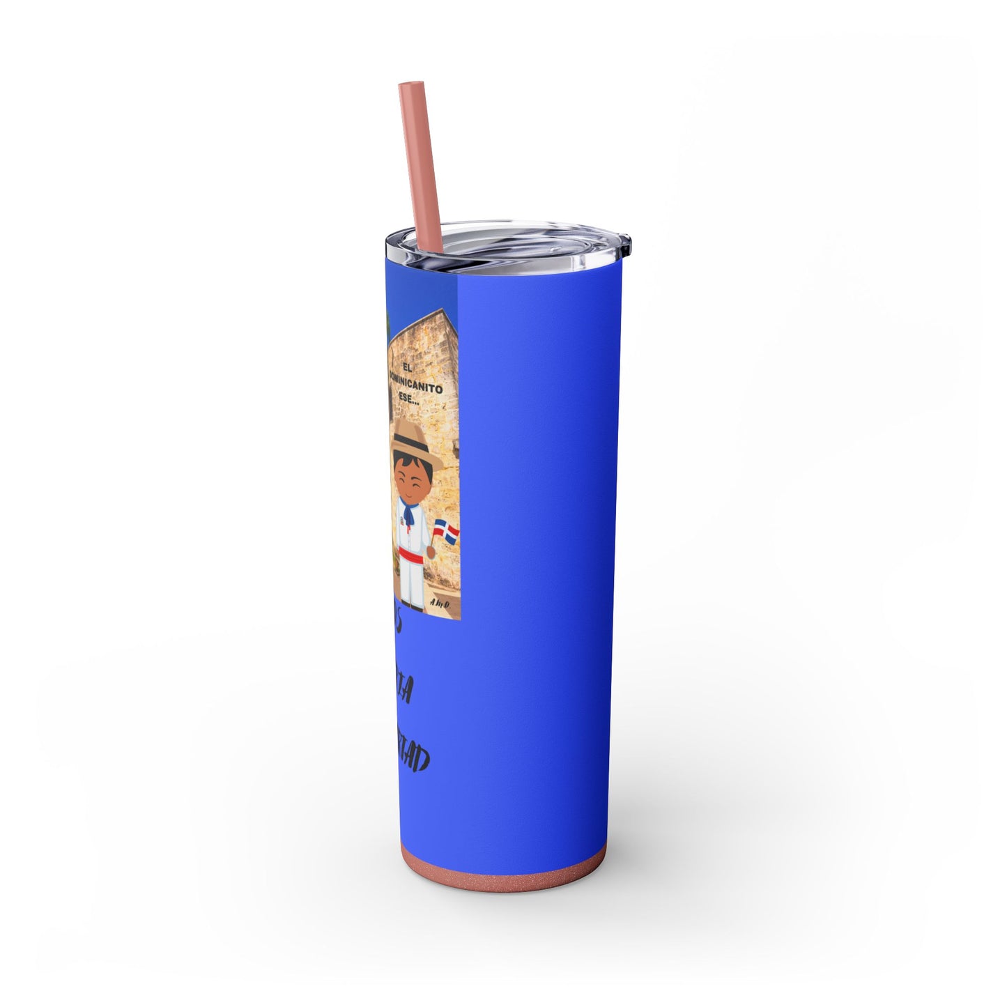 DOMINICAN REPUBLIC Vibrant Travel Tumbler, 20oz Skinny Tumbler with Straw - Perfect for Summer Adventures, Vacation, Gifts, Customizable