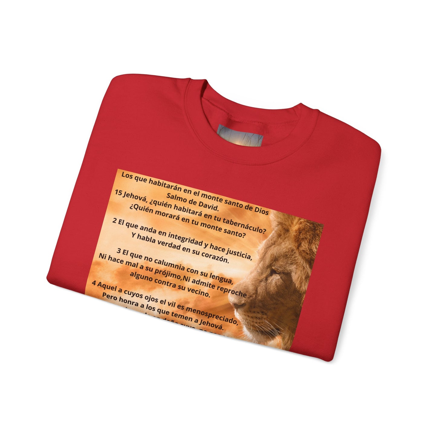 SALMO 15 Lion Crewneck Sweatshirt | Motivational Gift for Animal Lovers, Cozy Casual Wear, Birthday, Christmas