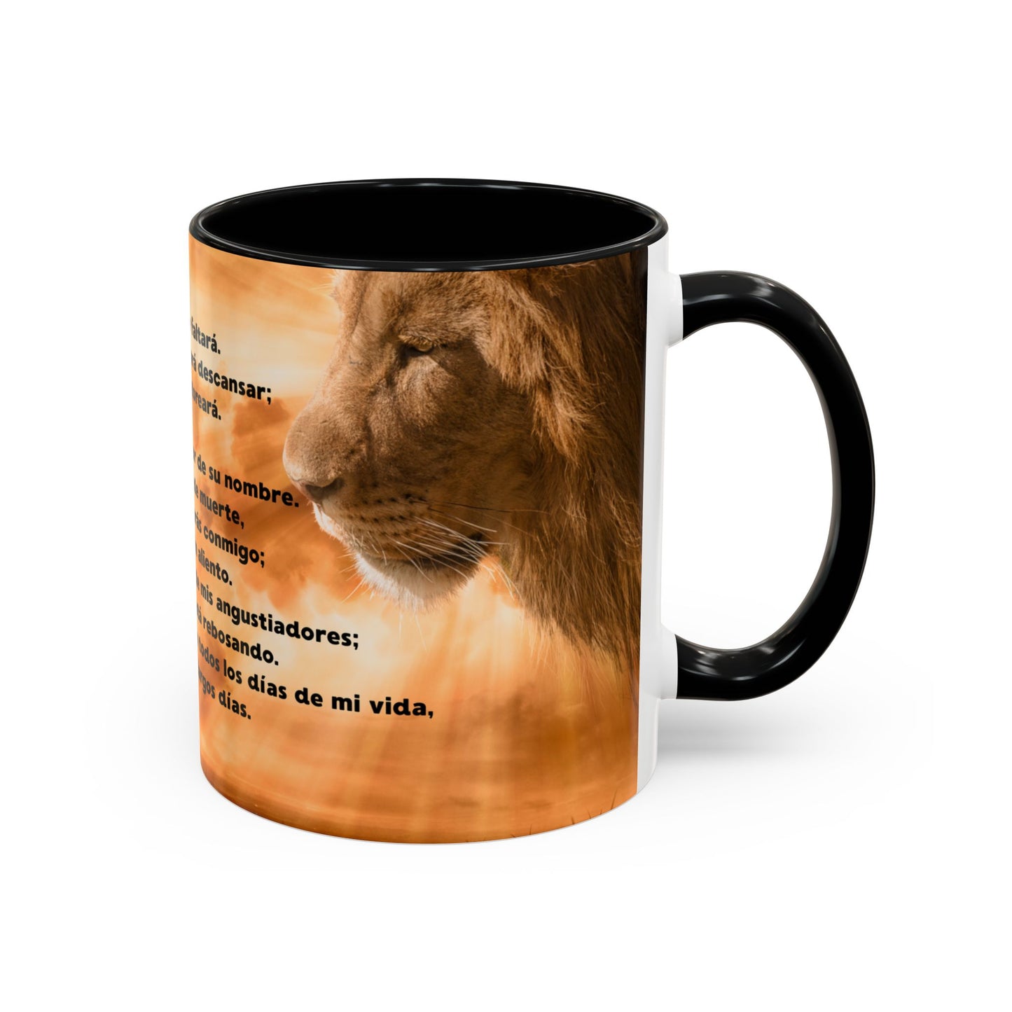 SALMO 23 Inspirational Lion Coffee Mug - Faith, Spirituality, Gift for Him/Her, Motivational Drinkware, Religious Home Decor