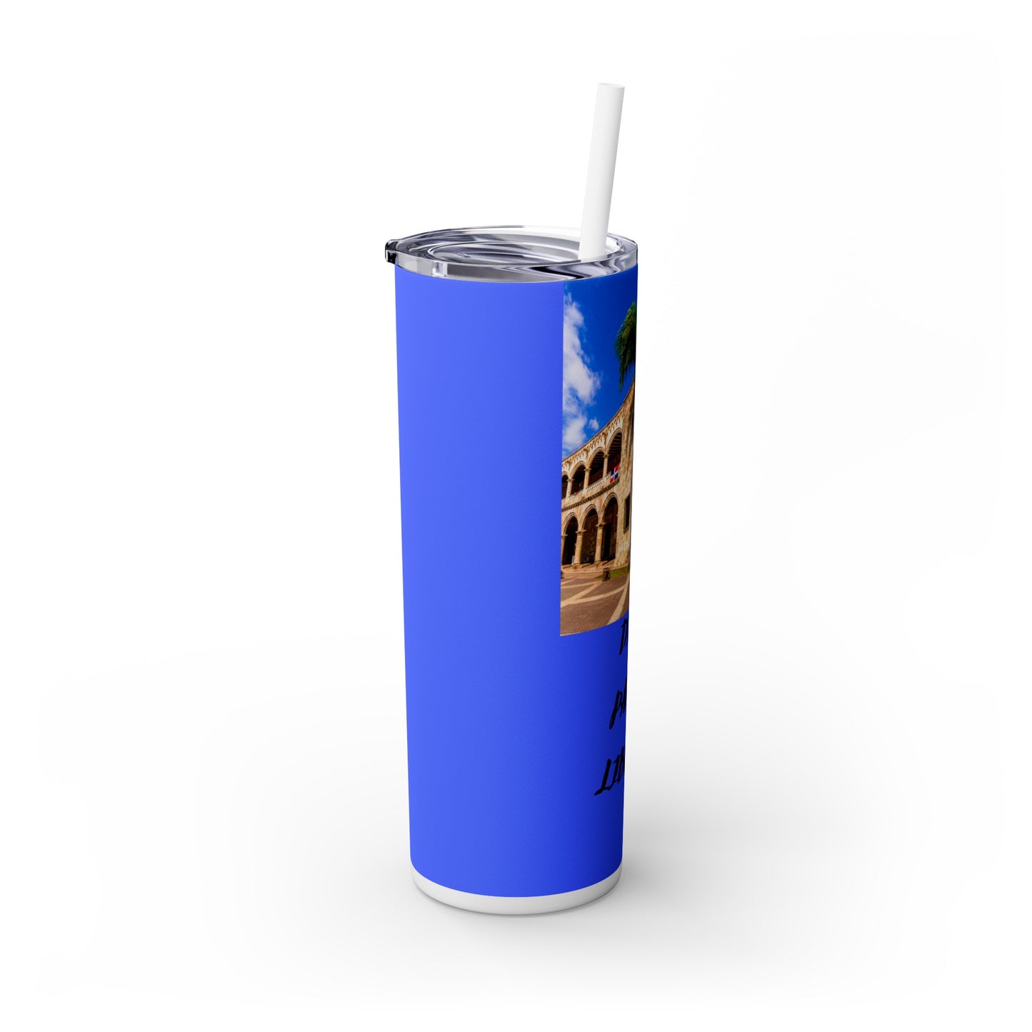 DIOS PATRIA LIBERTAD EL DOMINICANITO ESE Skinny Tumbler with Straw, 20oz