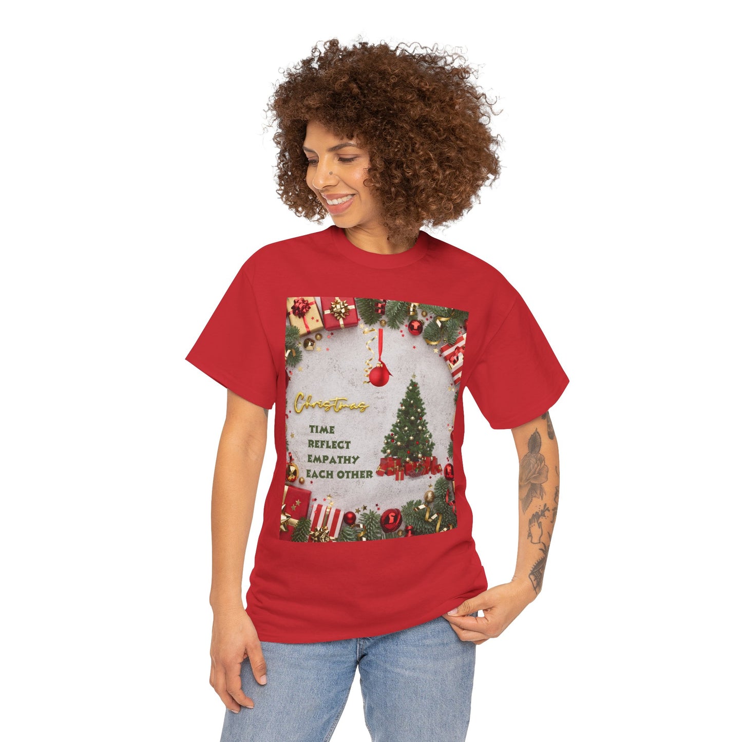 Christmas-Themed Unisex Heavy Cotton Tee, Holiday Gift, Festive Apparel, Family Gatherings, New Year Celebrations, Cute Christmas Shirt