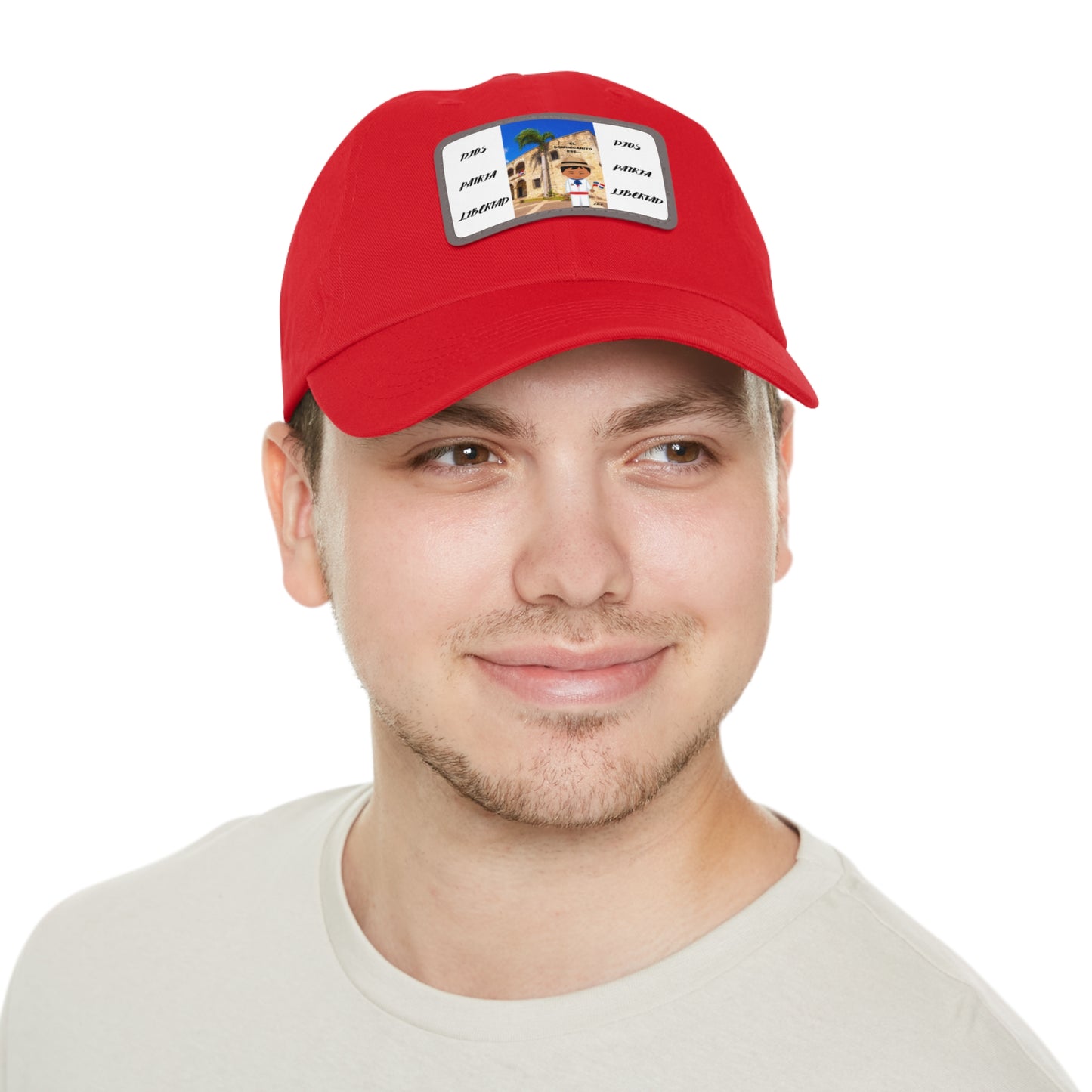 DIOS PATRIA LIBERTAD EL DOMINICANITO ESE Dad Hat with Leather Patch (Rectangle)