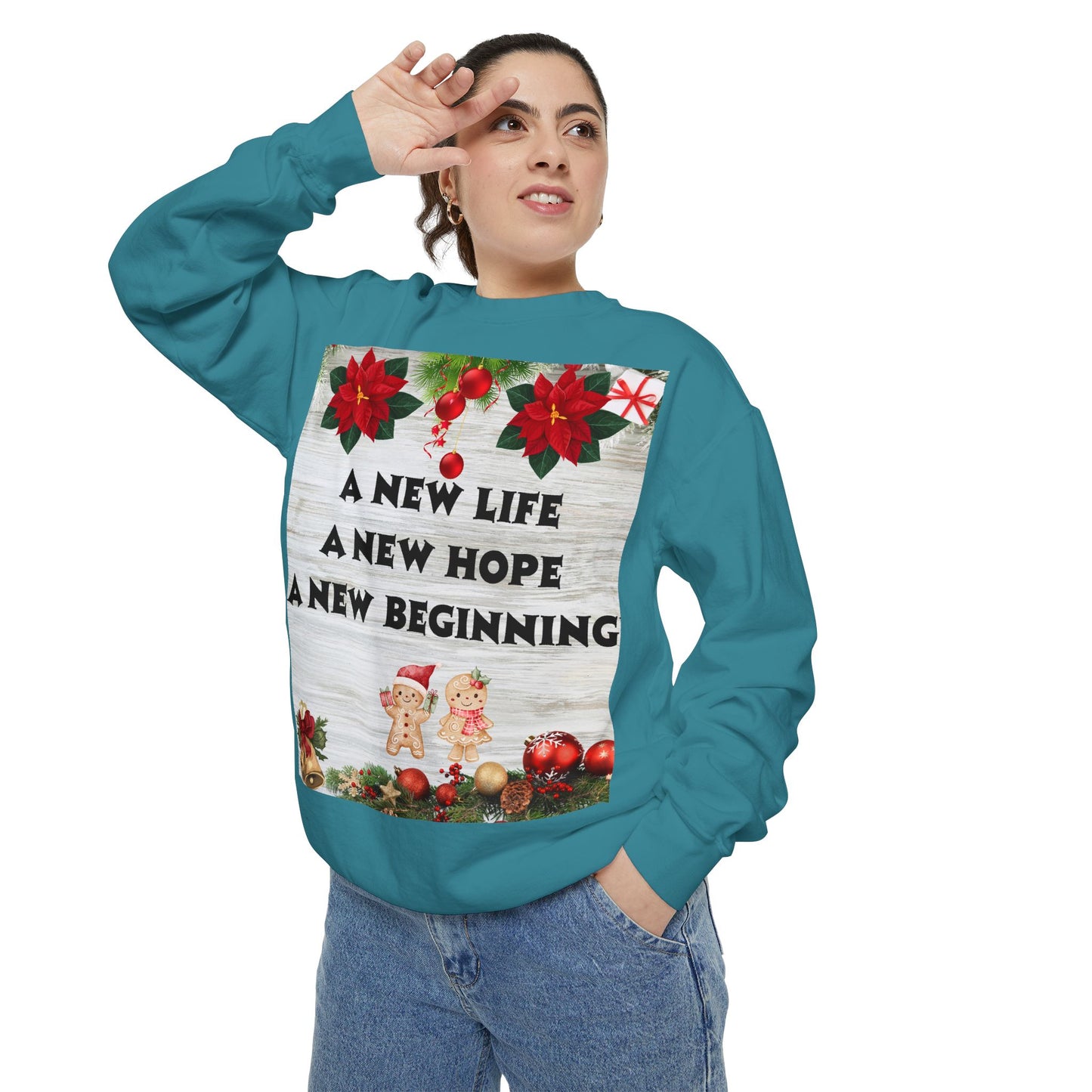 Cozy Holiday Sweatshirt - A New Life, New Hope, New Beginning, Christmas Gift, Unisex Apparel, Festive Wear, Winter Fashion