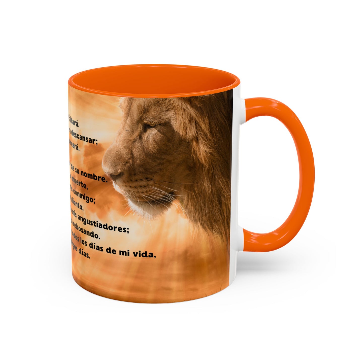 SALMO 23 Inspirational Lion Coffee Mug - Faith, Spirituality, Gift for Him/Her, Motivational Drinkware, Religious Home Decor