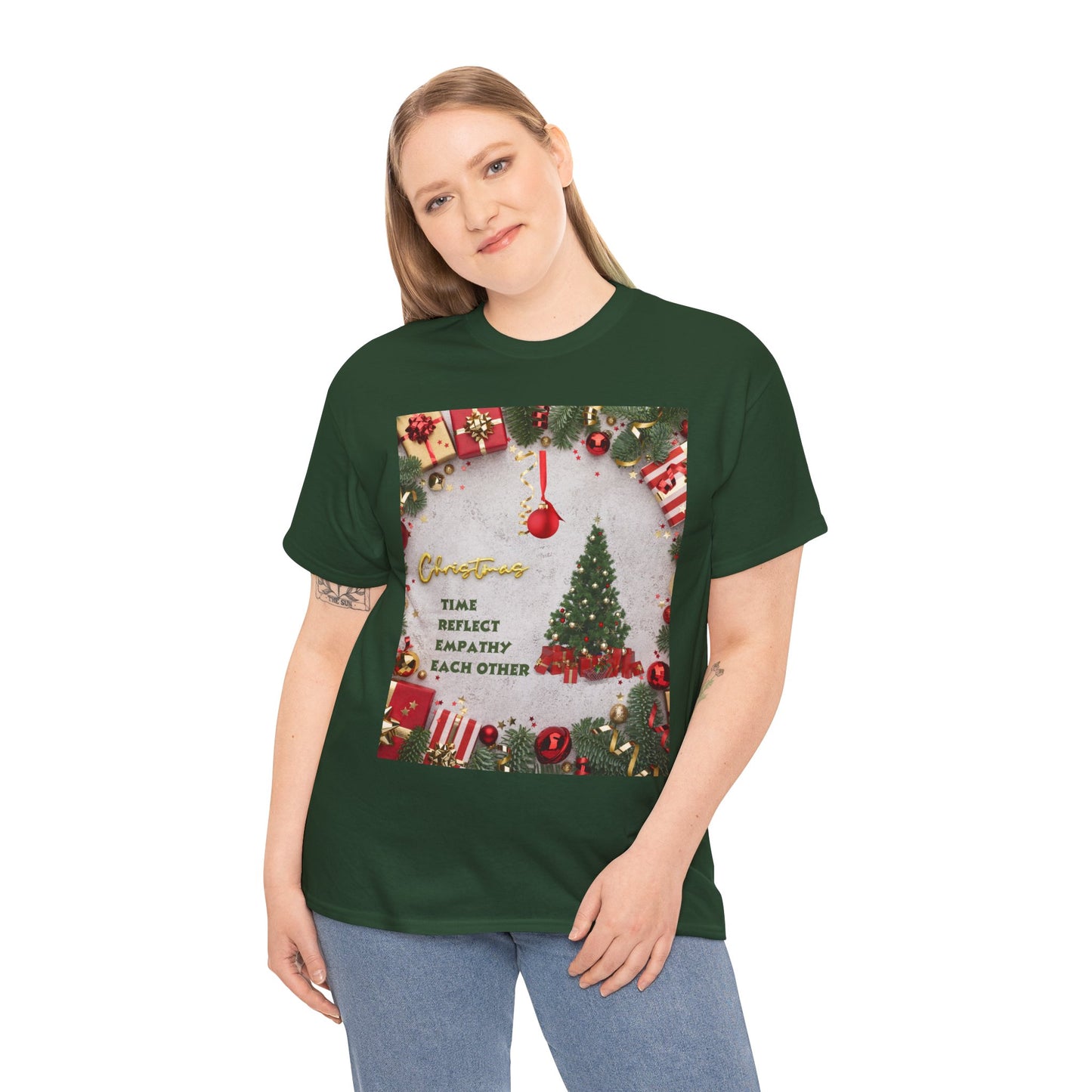 Christmas-Themed Unisex Heavy Cotton Tee, Holiday Gift, Festive Apparel, Family Gatherings, New Year Celebrations, Cute Christmas Shirt