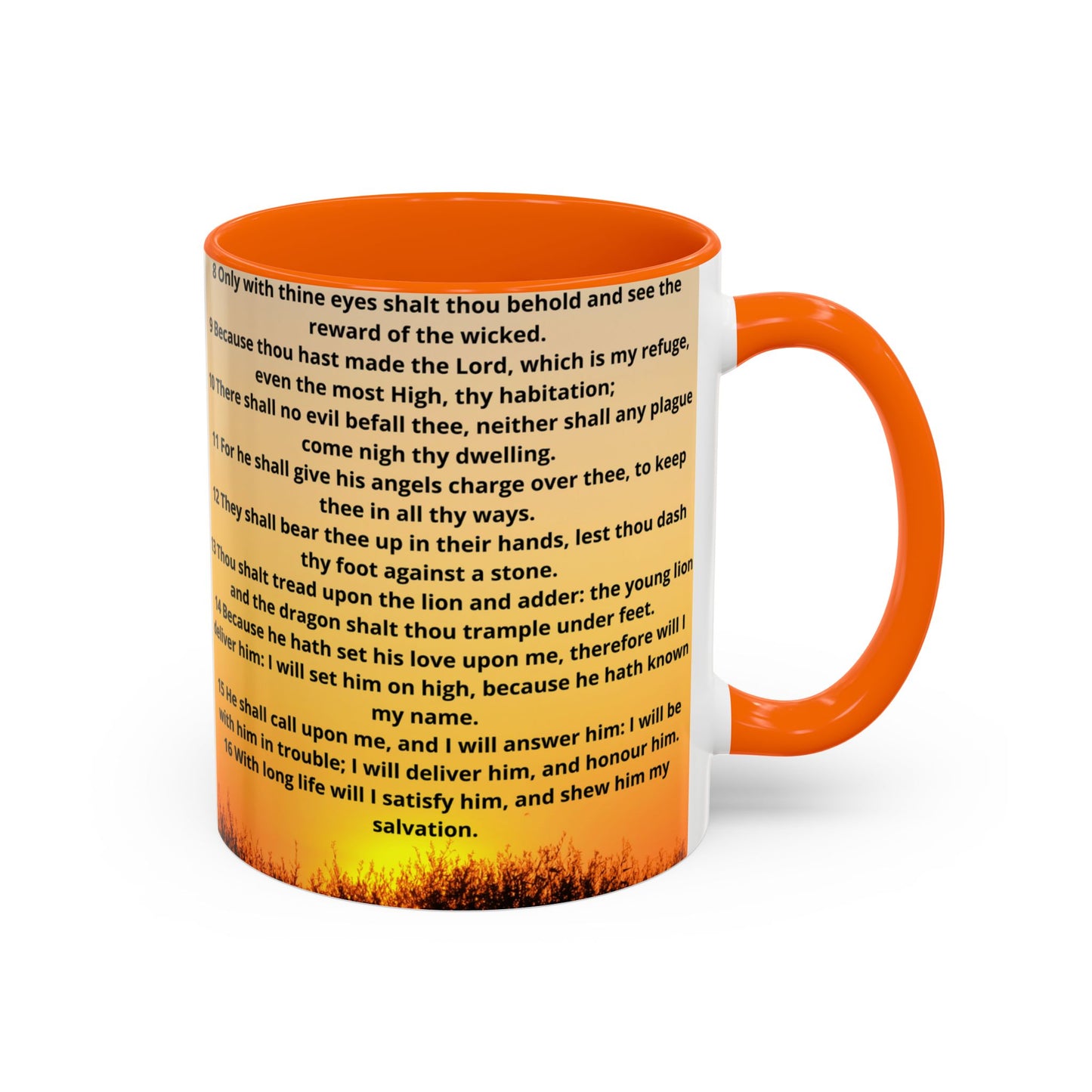 PSALM 91 Inspirational Lion Accent Coffee Mug | Motivational Gift, Scripture Mug, Unique Home Decor, Faith-Based Coffee Cup, Lion Design