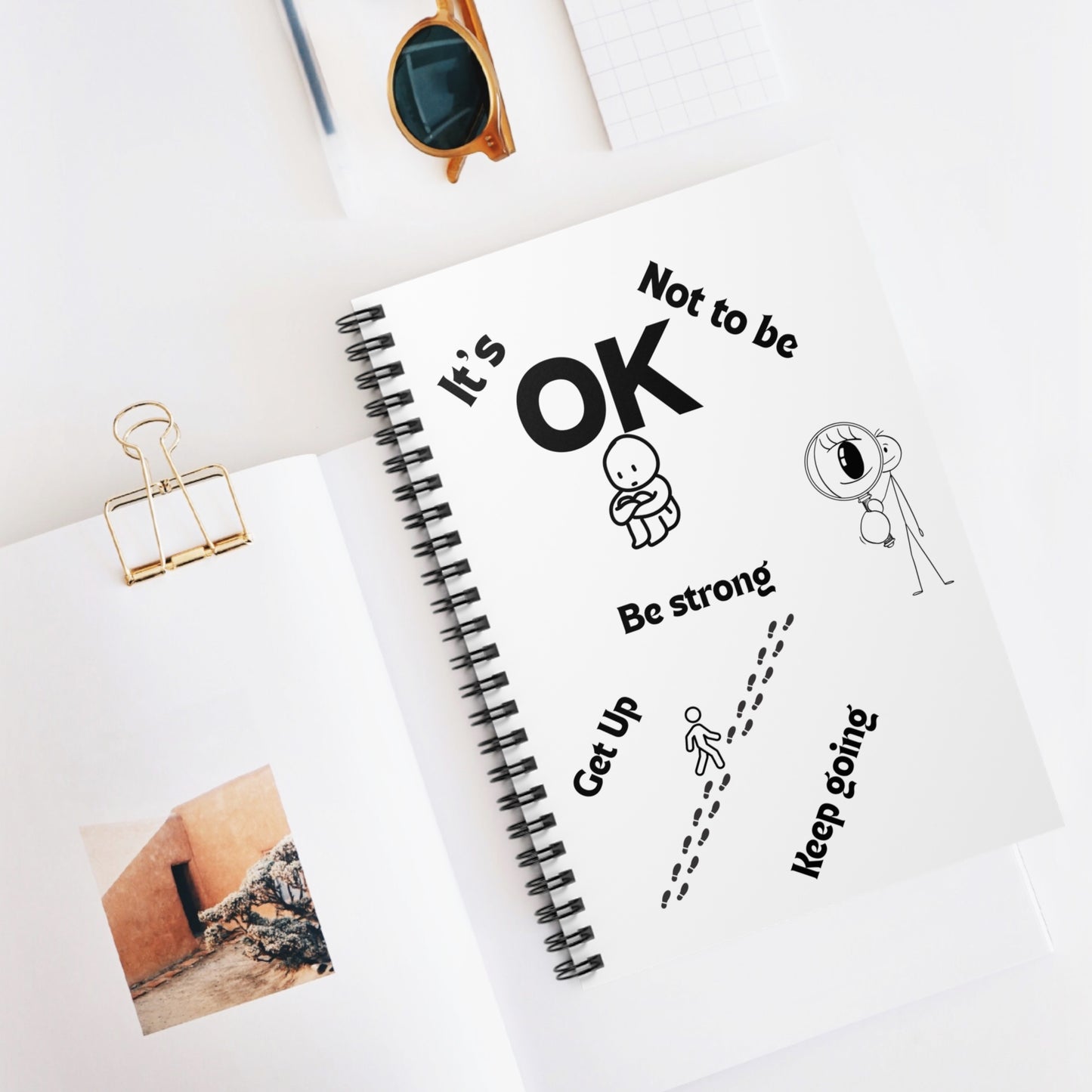 IT'S OK Inspirational Spiral Notebook with Motivational Quotes, Journal for Self-Discovery, Gift for Students, Be Strong, Quotes Notebook