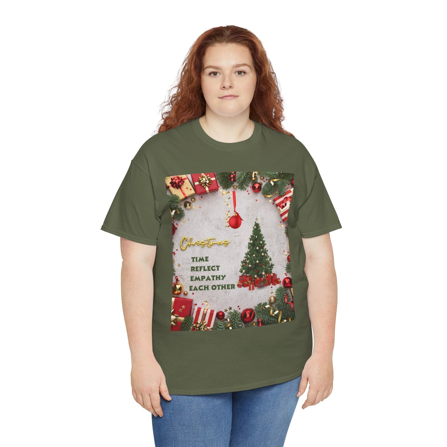 Christmas-Themed Unisex Heavy Cotton Tee, Holiday Gift, Festive Apparel, Family Gatherings, New Year Celebrations, Cute Christmas Shirt