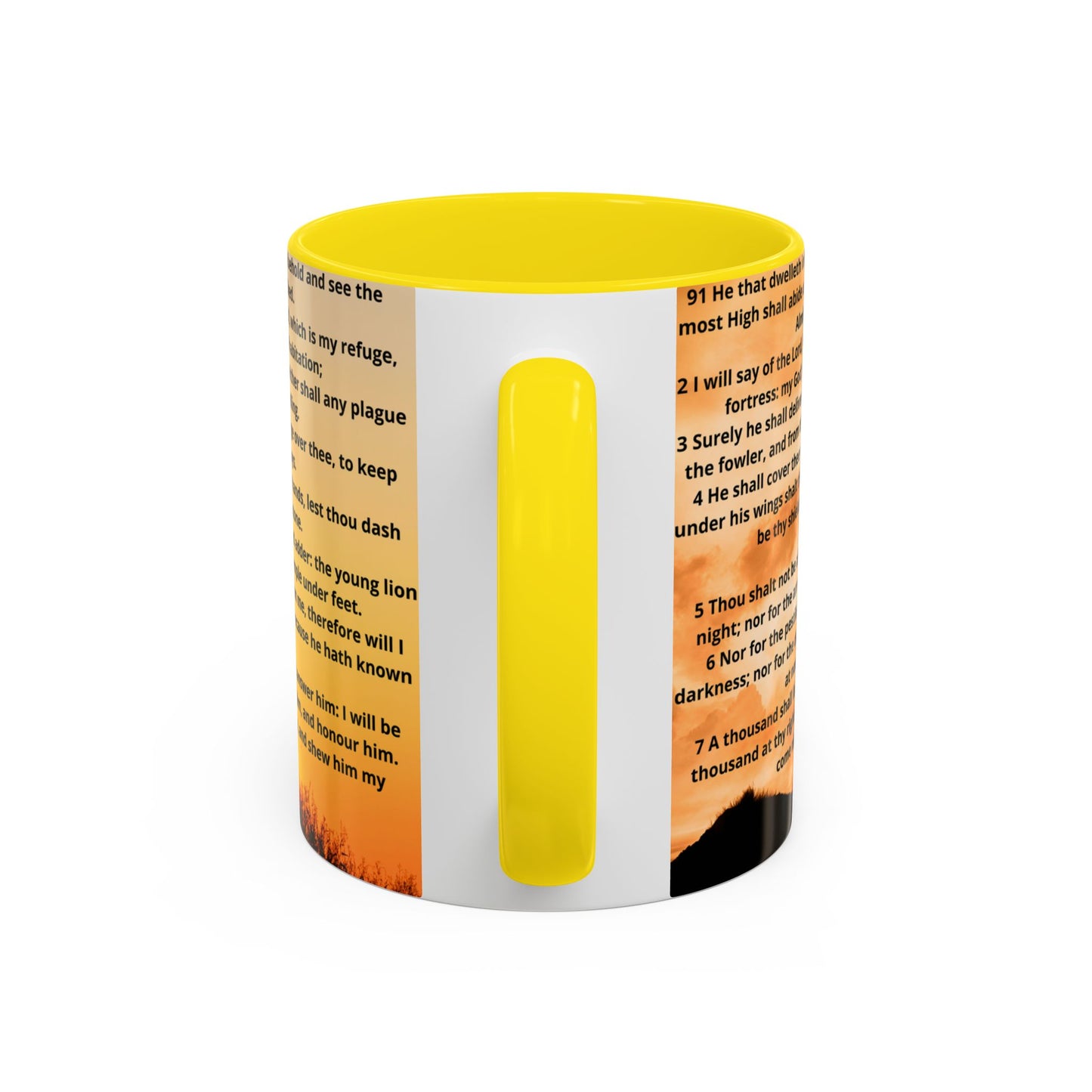 PSALM 91 Inspirational Lion Accent Coffee Mug | Motivational Gift, Scripture Mug, Unique Home Decor, Faith-Based Coffee Cup, Lion Design