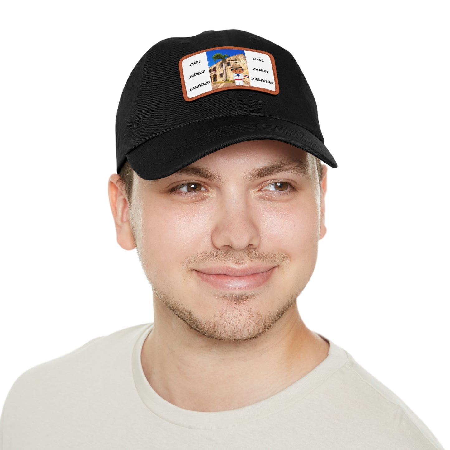 DIOS PATRIA LIBERTAD EL DOMINICANITO ESE Dad Hat with Leather Patch (Rectangle)