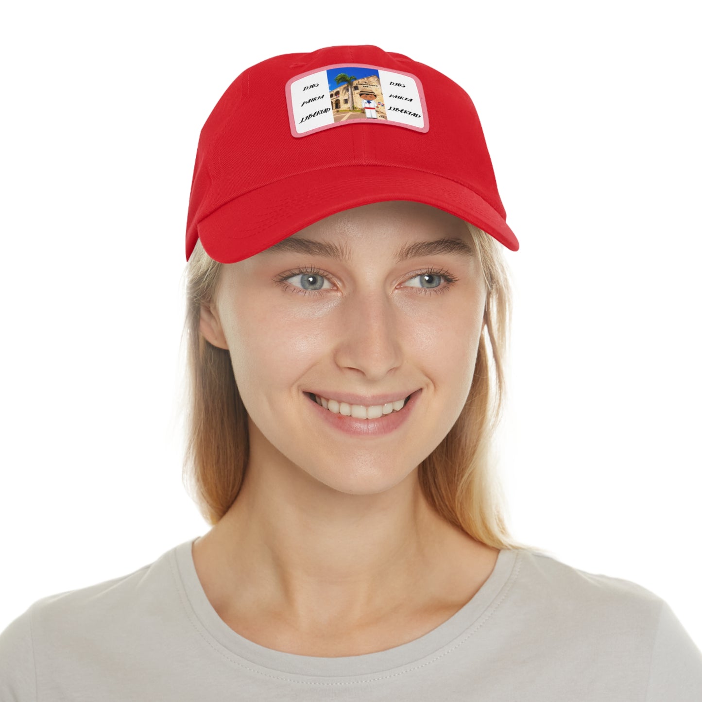 DIOS PATRIA LIBERTAD EL DOMINICANITO ESE Dad Hat with Leather Patch (Rectangle)