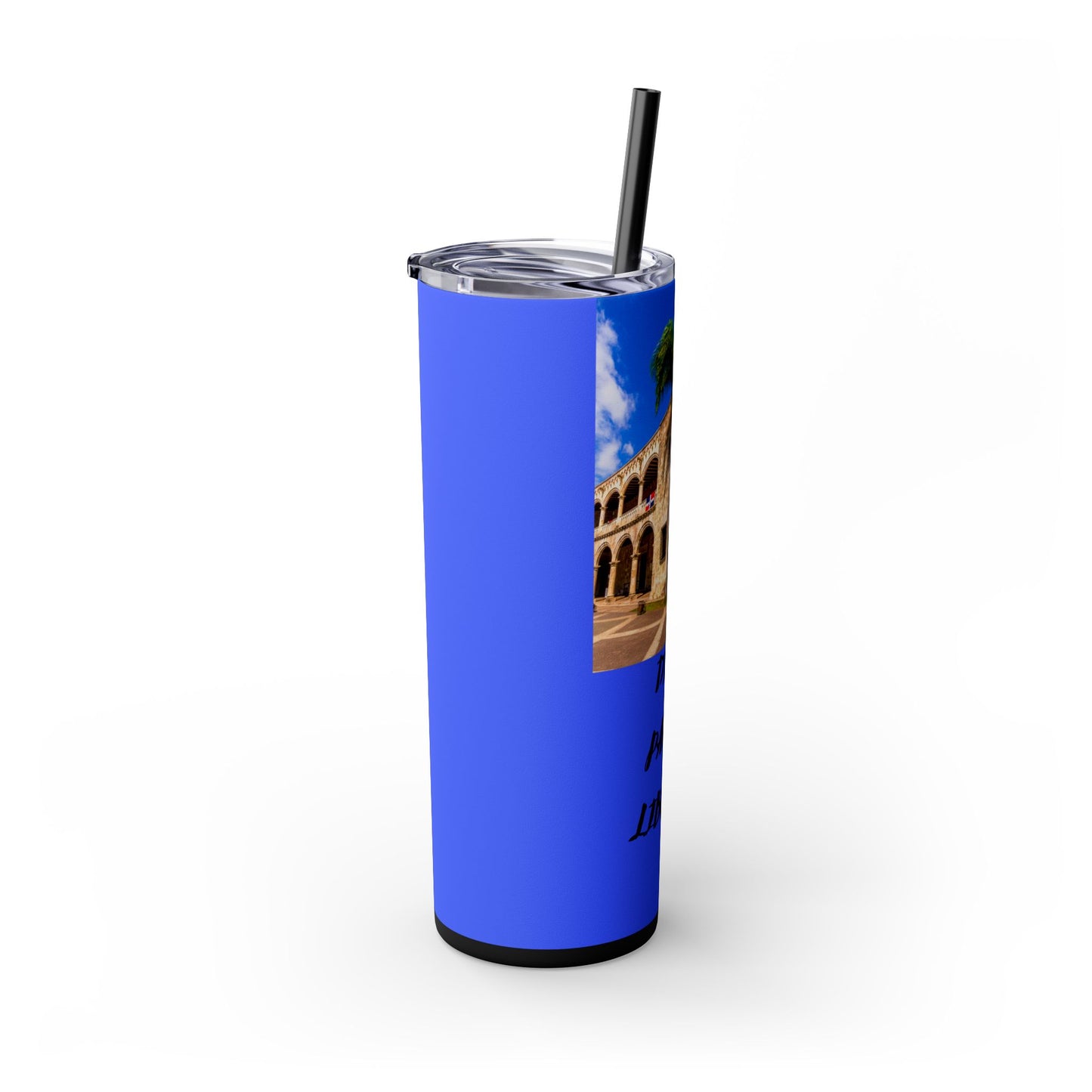 DOMINICAN REPUBLIC Vibrant Travel Tumbler, 20oz Skinny Tumbler with Straw - Perfect for Summer Adventures, Vacation, Gifts, Customizable