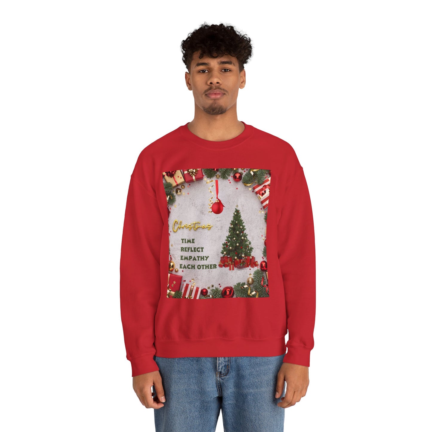 Cozy Christmas Sweatshirt - Reflect Empathy & Be A New You, Holiday Gift, Winter Fashion, Christmas Celebration, Unisex Crewneck