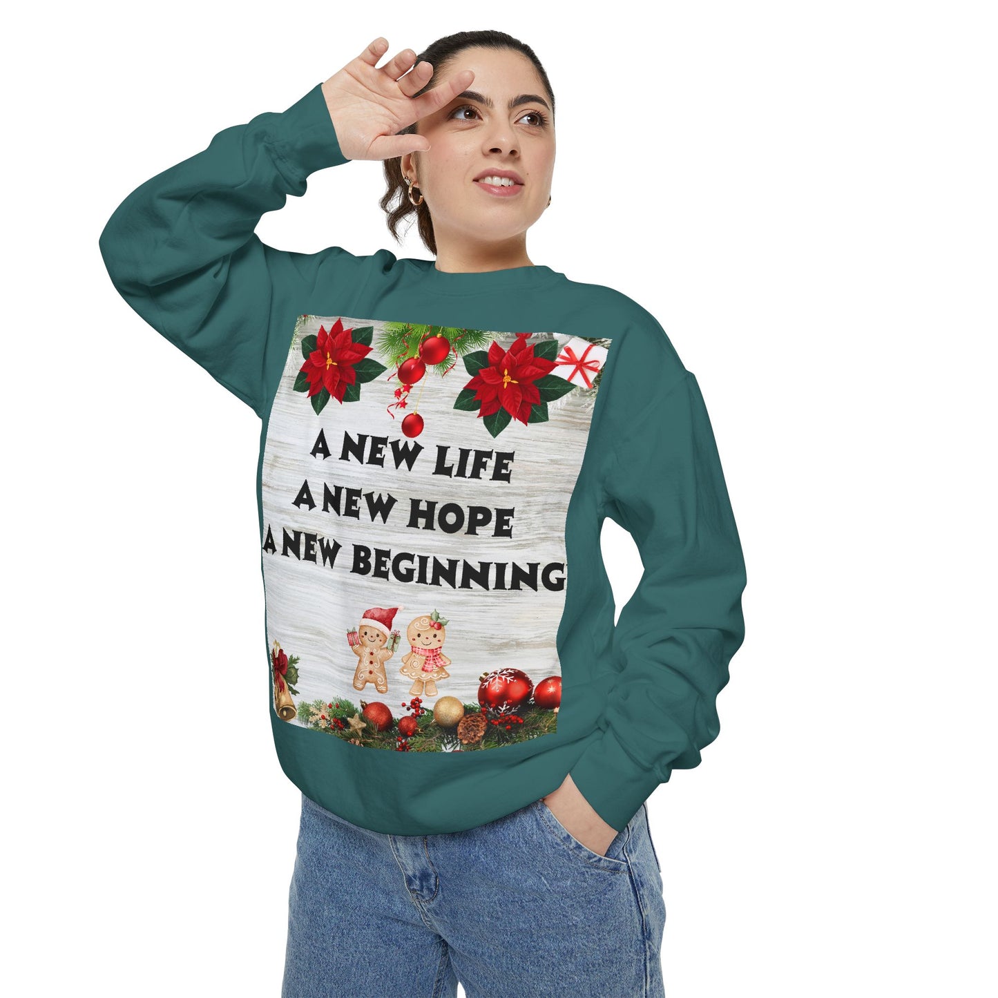 Cozy Holiday Sweatshirt - A New Life, New Hope, New Beginning, Christmas Gift, Unisex Apparel, Festive Wear, Winter Fashion