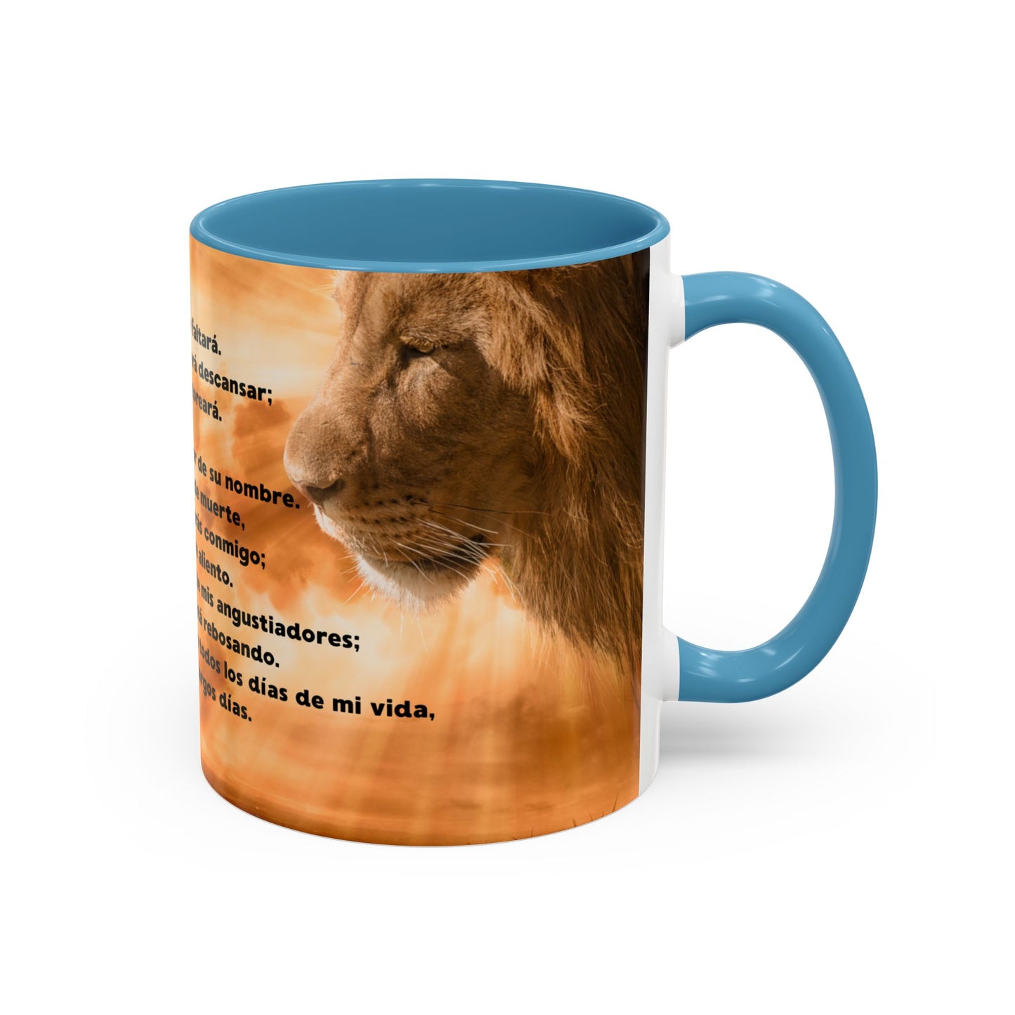 SALMO 23 Inspirational Lion Coffee Mug - Faith, Spirituality, Gift for Him/Her, Motivational Drinkware, Religious Home Decor