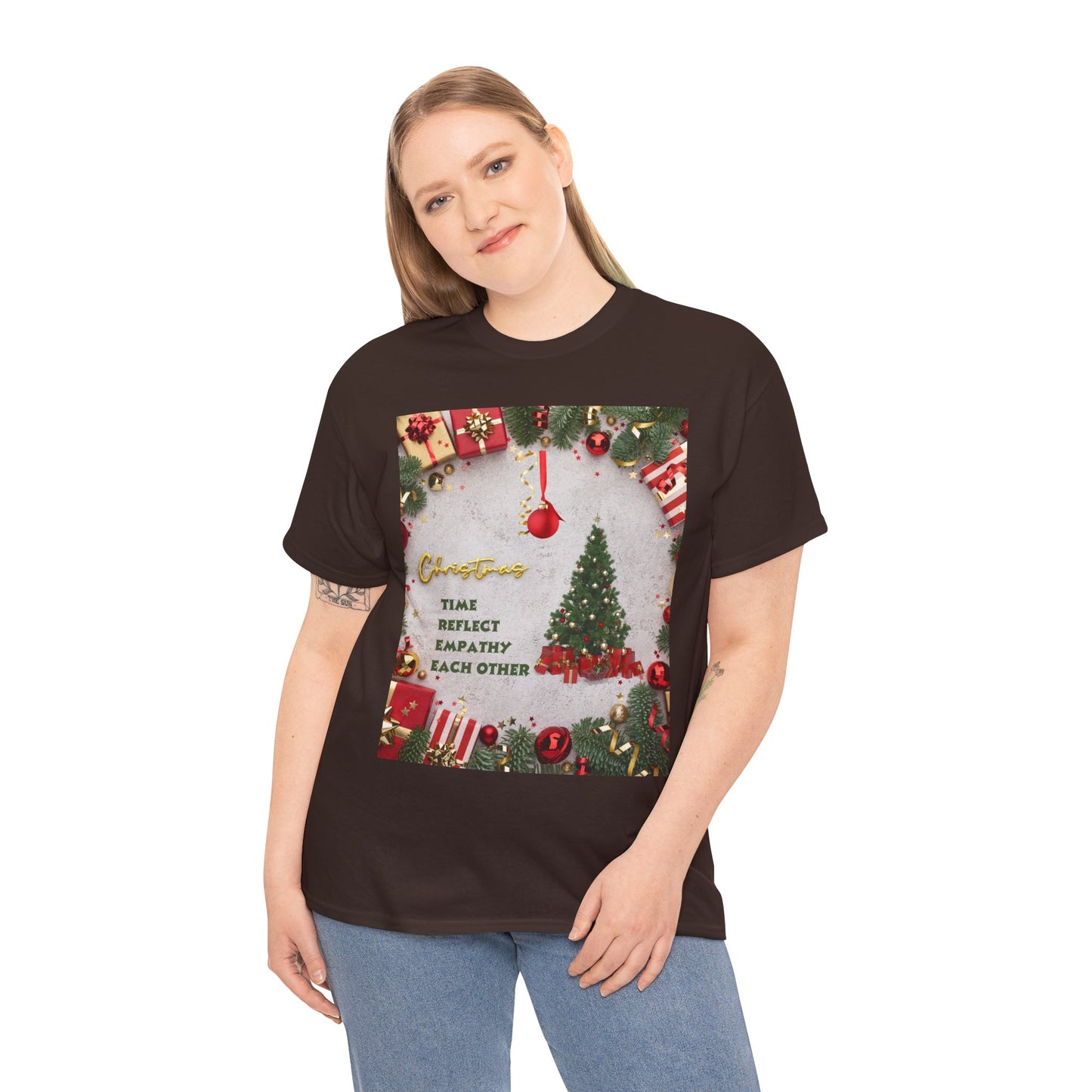 Christmas-Themed Unisex Heavy Cotton Tee, Holiday Gift, Festive Apparel, Family Gatherings, New Year Celebrations, Cute Christmas Shirt