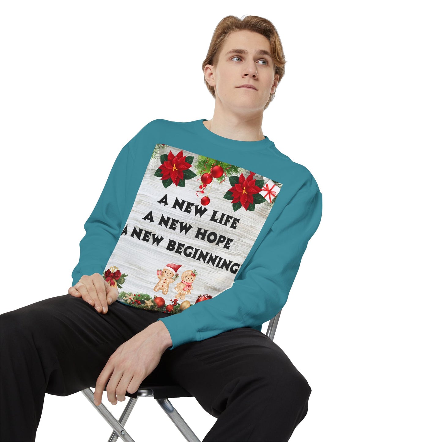 Cozy Holiday Sweatshirt - A New Life, New Hope, New Beginning, Christmas Gift, Unisex Apparel, Festive Wear, Winter Fashion