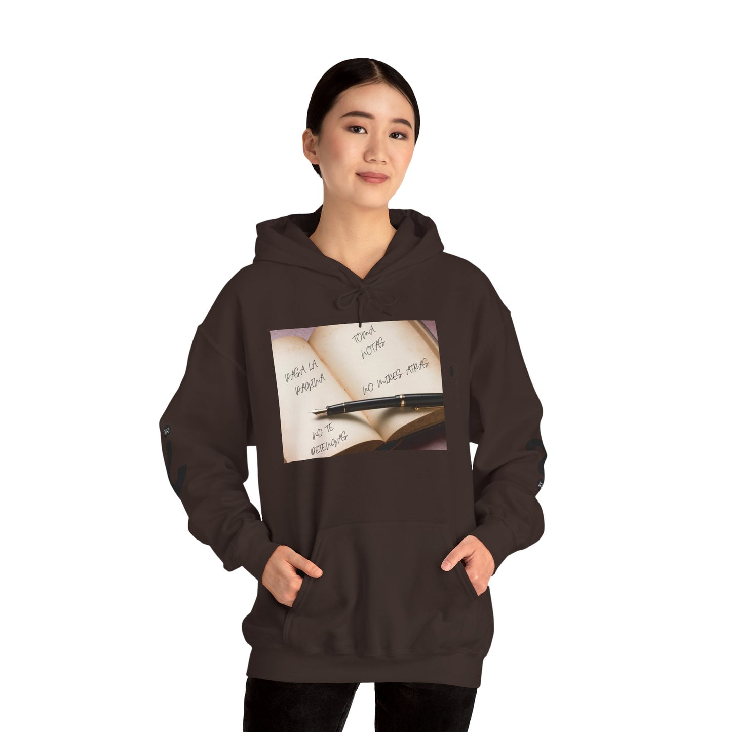 PASA LA PAGINA Inspirational Unisex Hoodie, Motivational Sweatshirt, Cozy Gift for Students, Printable Hoodie, Note-Taking Style