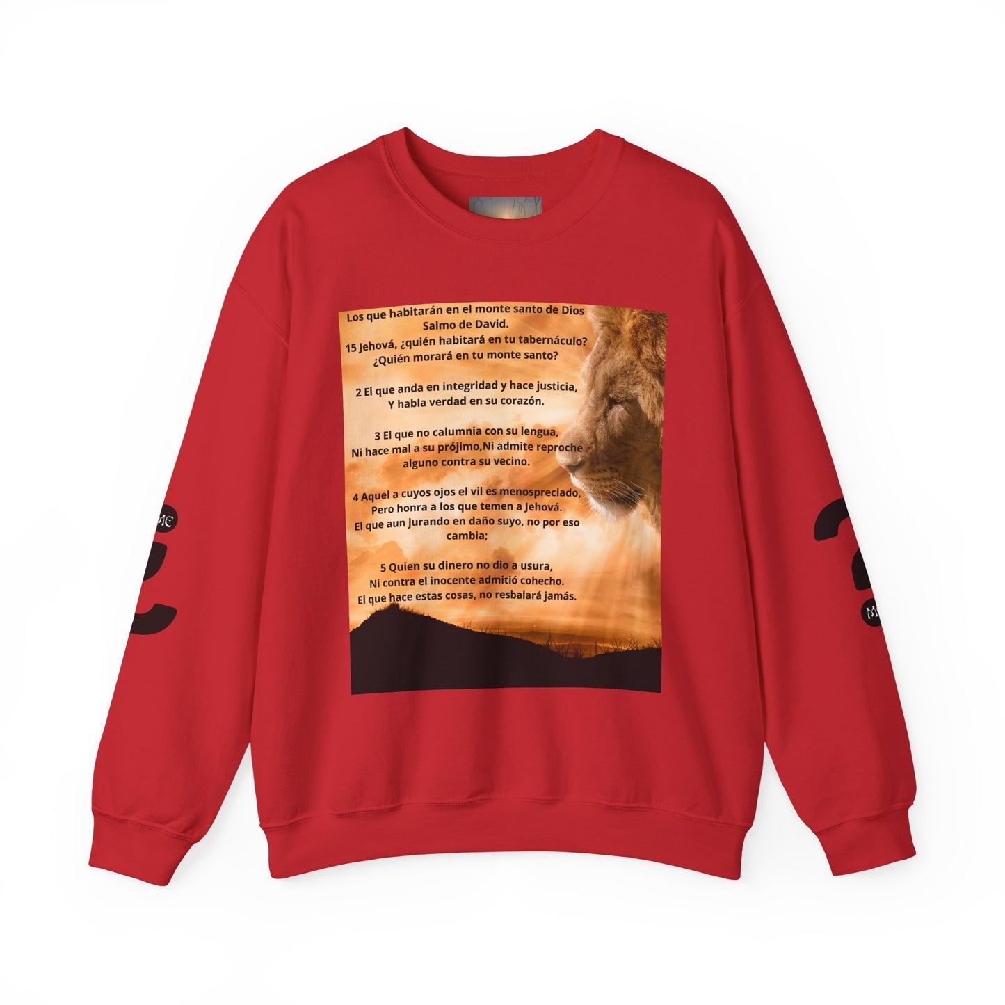 SALMO 15 Lion Crewneck Sweatshirt | Motivational Gift for Animal Lovers, Cozy Casual Wear, Birthday, Christmas