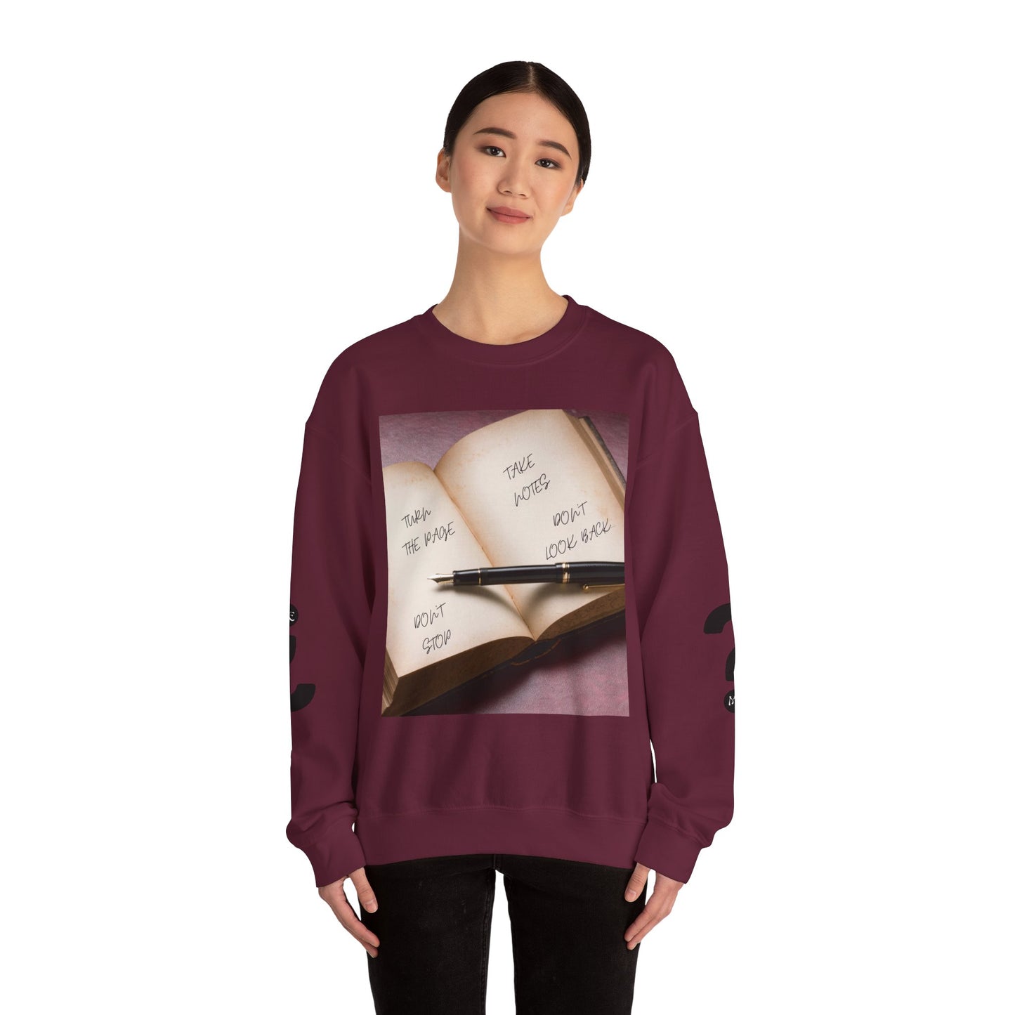 TURN THE PAGE Inspirational Sweatshirt for Note-Takers, Cozy Crewneck, Motivational Gift, Book Lovers, Back-to-School Apparel