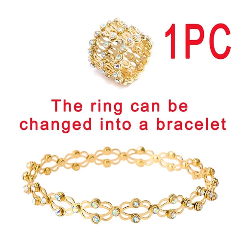 2 In 1 Folding Retractable Rings Bracelet Magic Rhinestone Rings