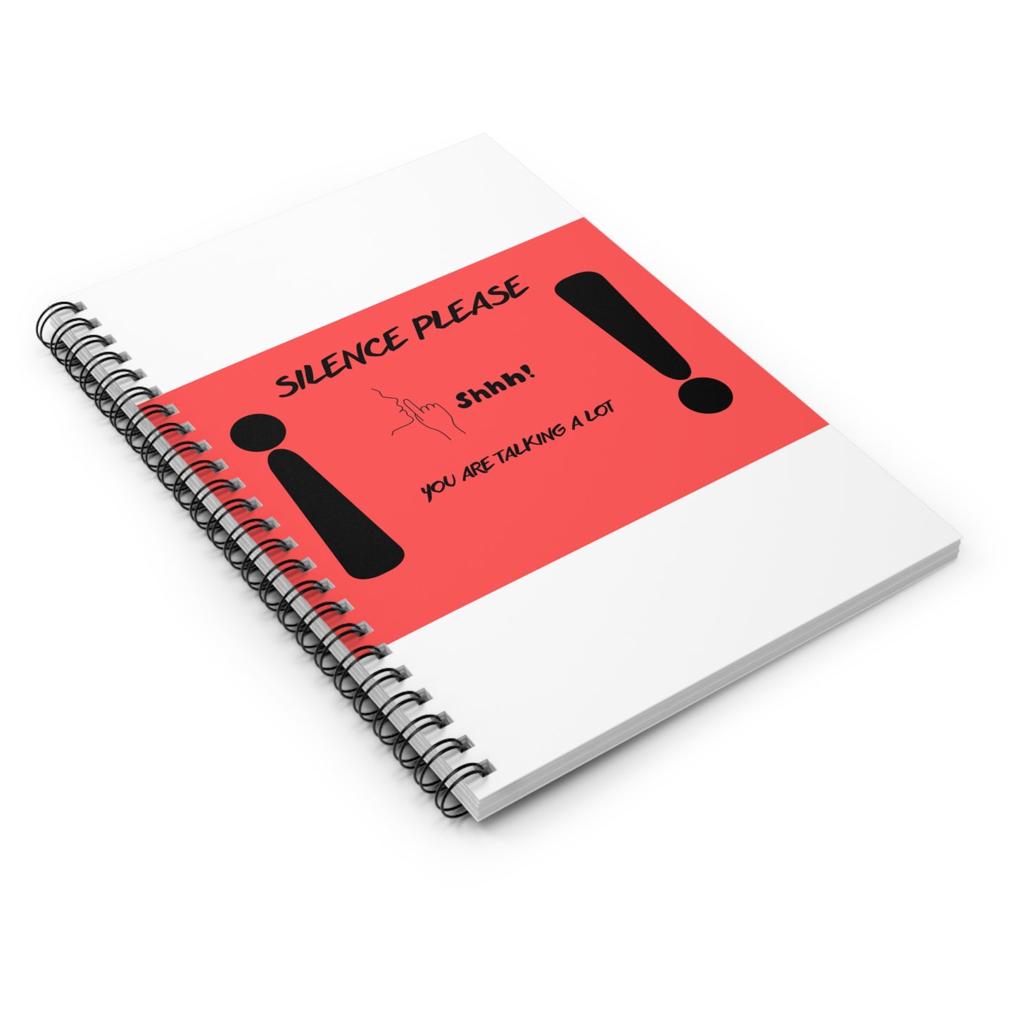 SILENCE Whimsical Spiral Notebook - Shhh! You're Talking a Lot, Creative Journal, Fun School Supplies, Gifts for Writers, Unique Office Decor