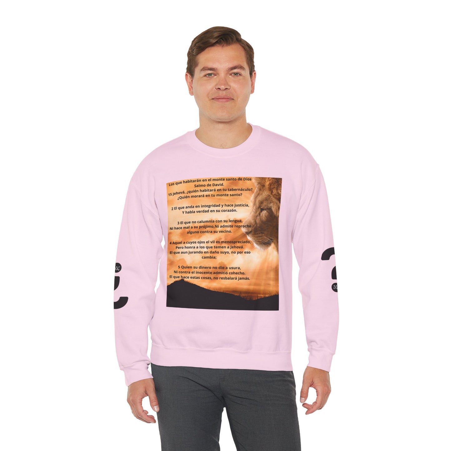 SALMO 15 Lion Crewneck Sweatshirt | Motivational Gift for Animal Lovers, Cozy Casual Wear, Birthday, Christmas