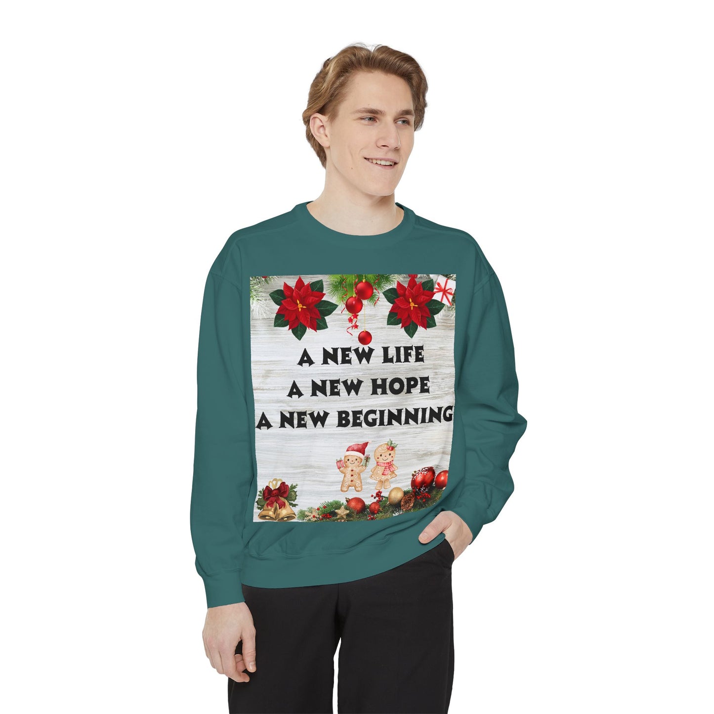Cozy Holiday Sweatshirt - A New Life, New Hope, New Beginning, Christmas Gift, Unisex Apparel, Festive Wear, Winter Fashion