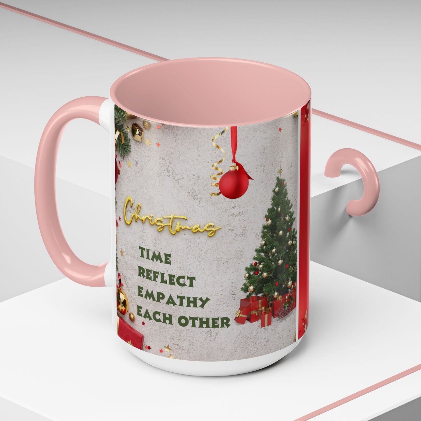 Festive Accent Coffee Mug for New Beginnings, Holiday Gift for Friends, Christmas Celebration, Unique Home Decor, Motivational Drinkware