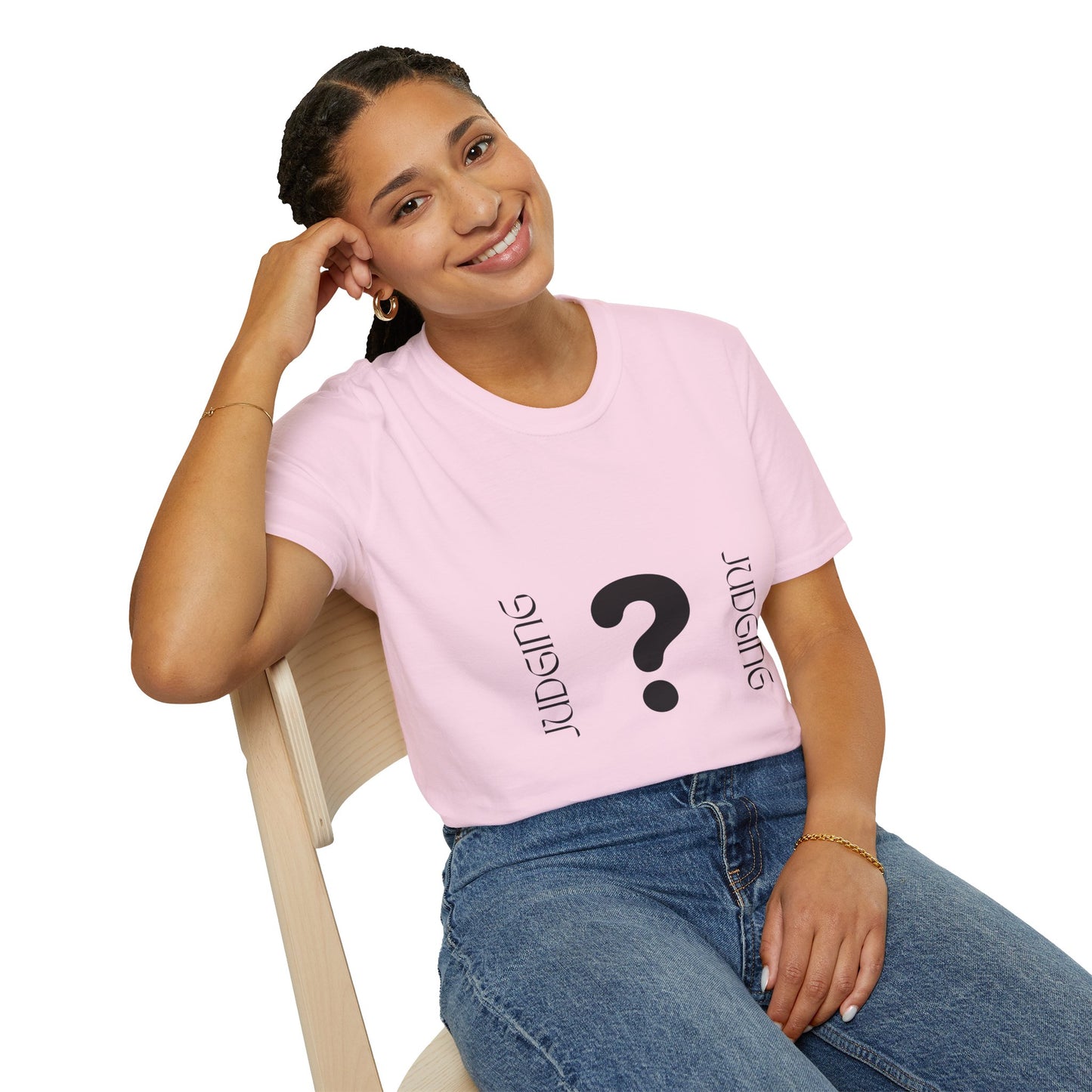 JUDGING Whimsical Unisex T-Shirt with Playful Door Design - Fun Gift for Friends, Casual Wear, Birthday Surprise, Everyday Humor, Quirky Style